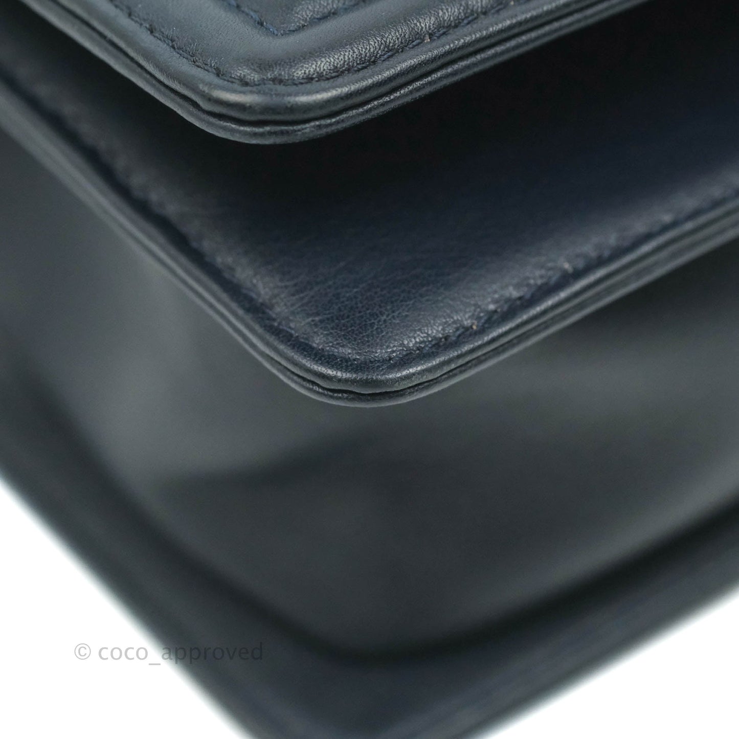 Chanel Small Quilted Boy Navy Calfskin Gun Metal