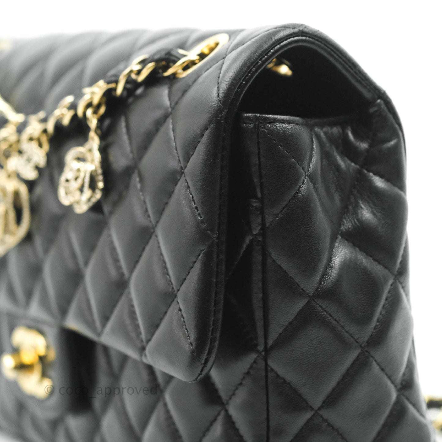 Chanel M/L Medium Flap Bag Valentine Limited Edition Black Lambskin Gold Hardware