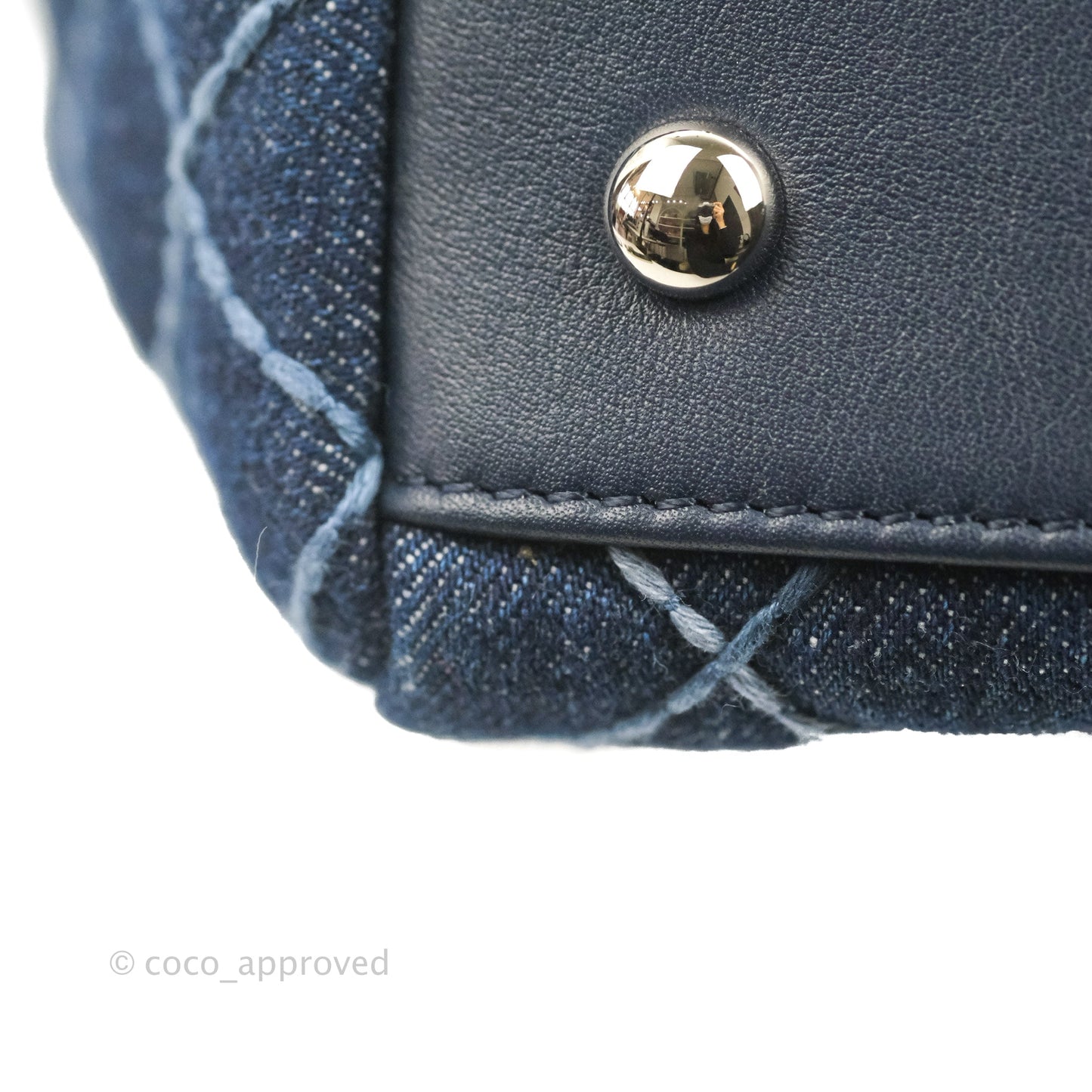 Chanel Quilted Medium Coco Handle Shopping Tote Denim Silver Hardware