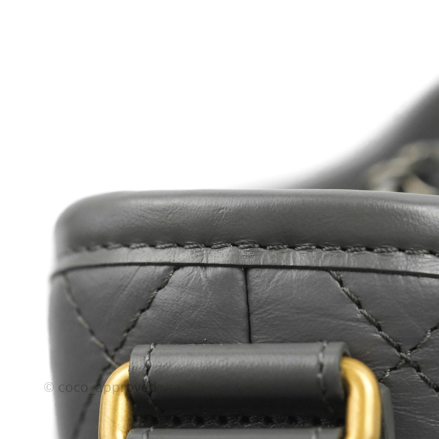 Chanel Quilted Small Gabrielle Hobo Grey Calfskin Mixed Hardware