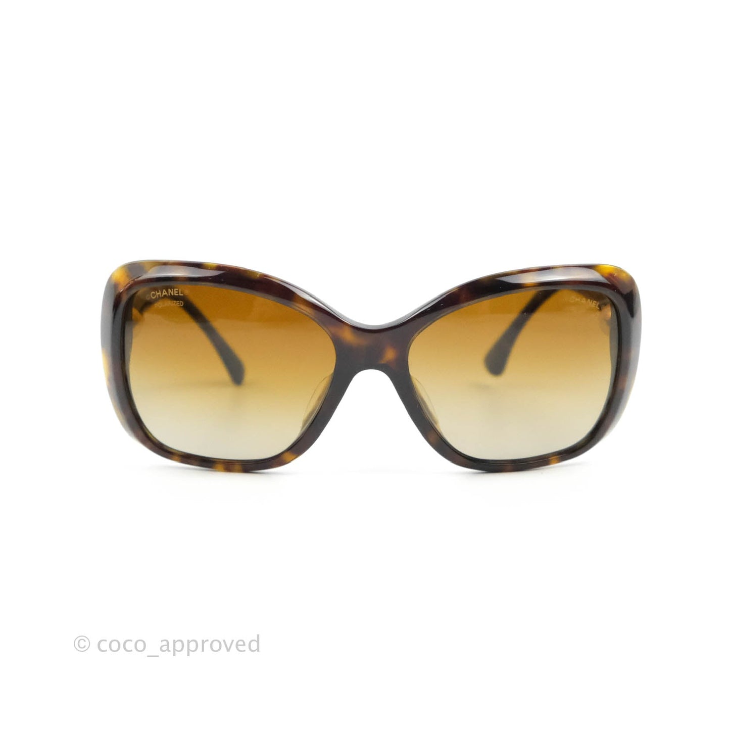 Chanel Tortoise Shell Oversized Frame Pearl CC Sunglasses