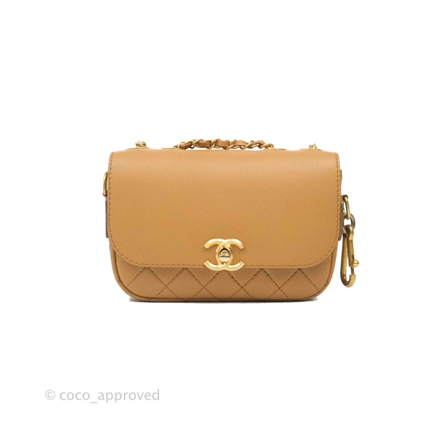 Chanel Quilted Flap With Coin Purse Caramel Calfskin Aged Gold Hardware 19K