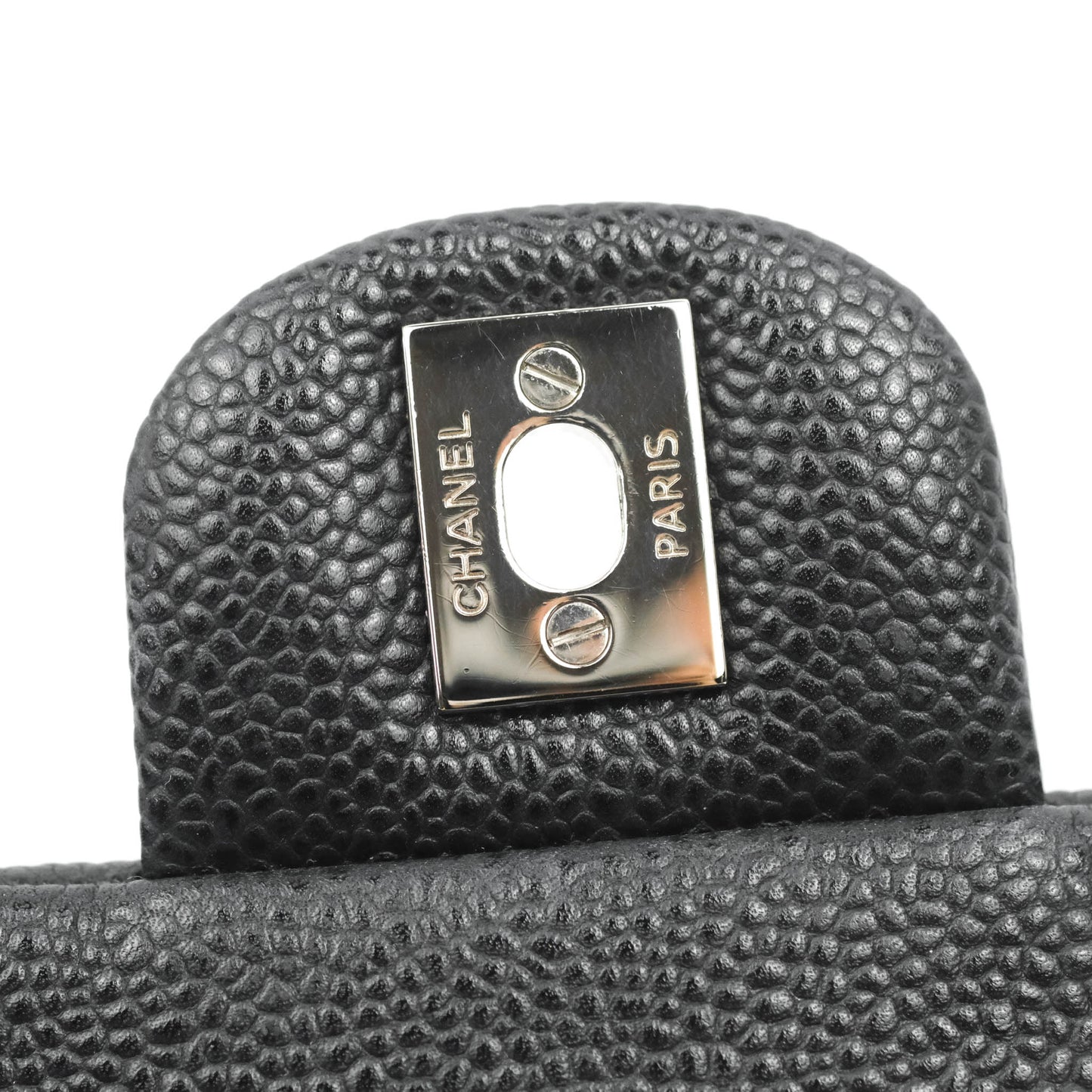 Chanel Quilted Clutch with Chain Black Caviar Silver Hardware