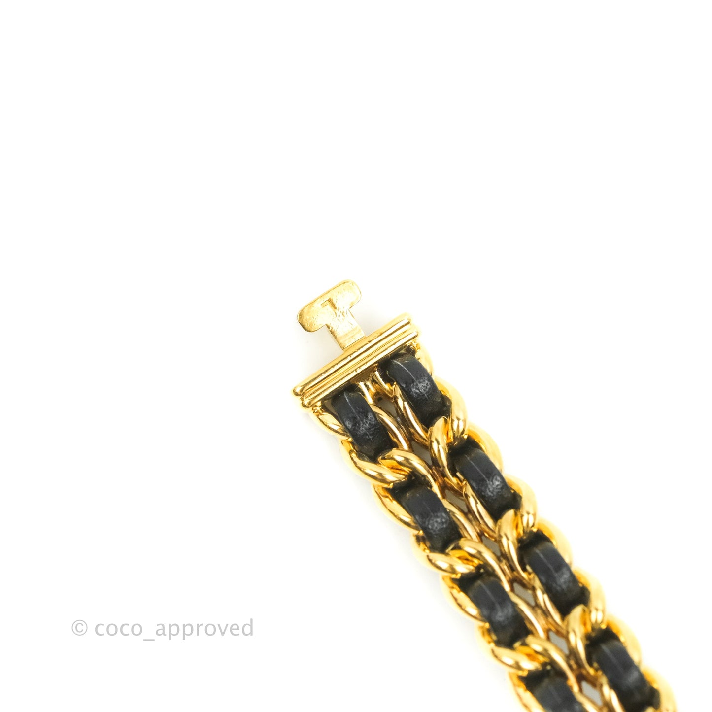 Chanel Vintage Première Watch Black Leather Gold Plated Size L