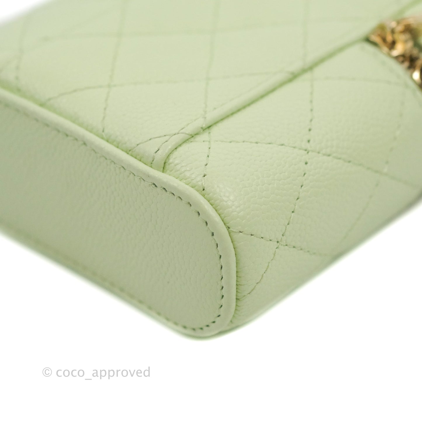 Chanel Quilted Small Handle With Care Vanity Case With Chain Green Caviar Gold Hardware