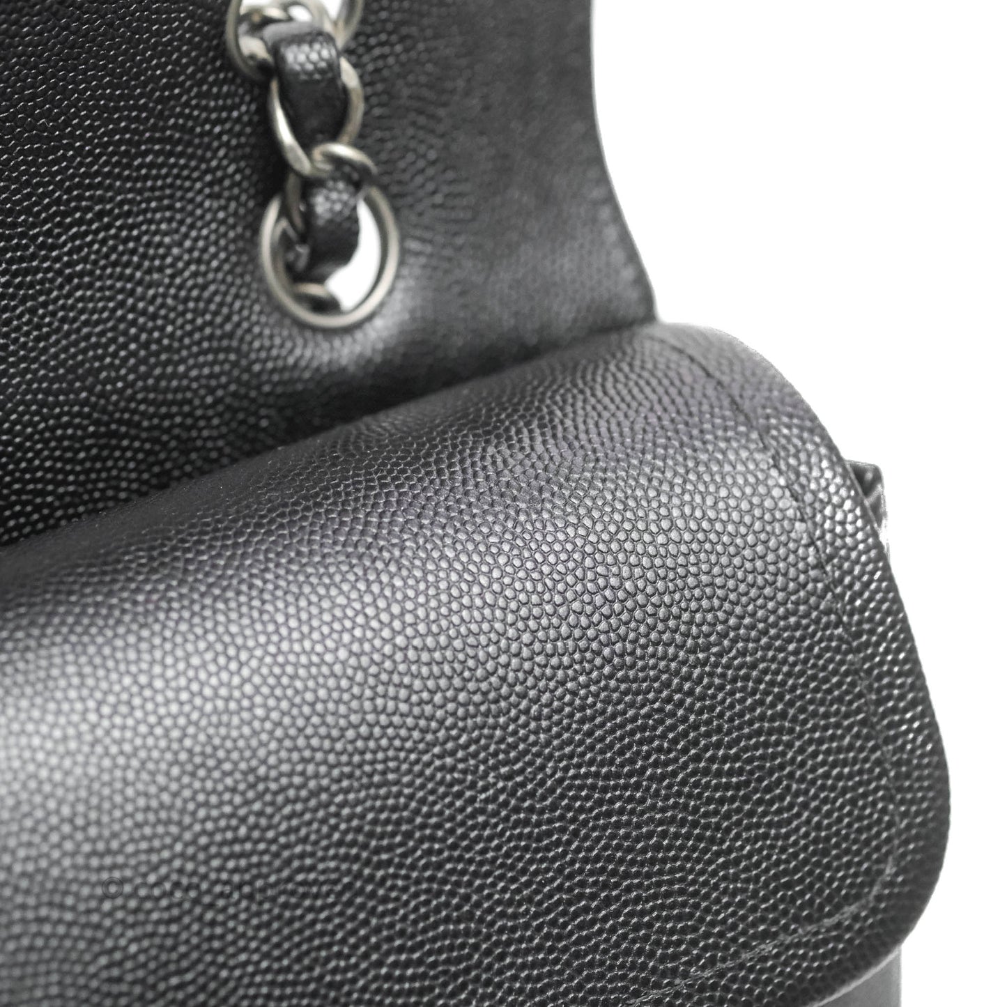 Chanel Classic M/L Medium Chevron Double Flap Iridescent Black Caviar Ruthenium Hardware 17B