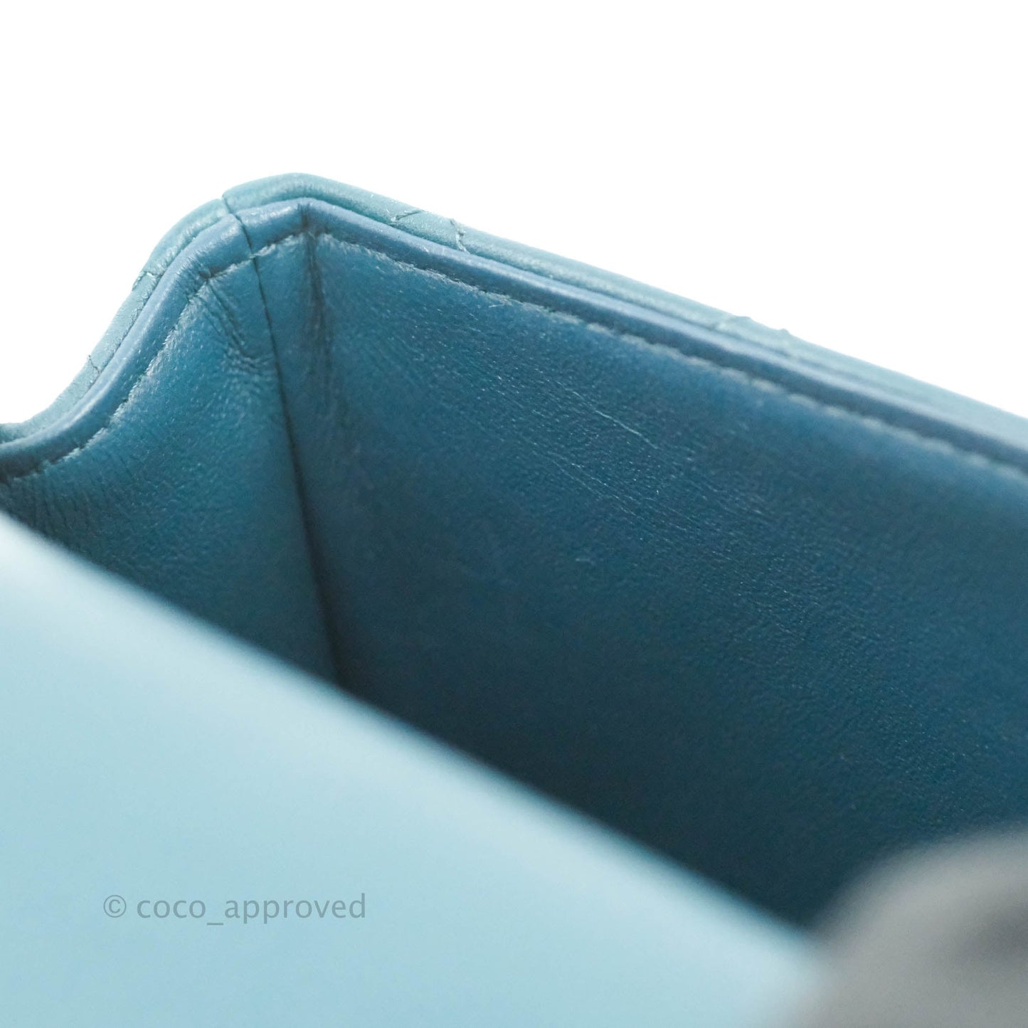 Chanel Quilted Mini Rectangular Flap Teal Lambskin Silver Hardware