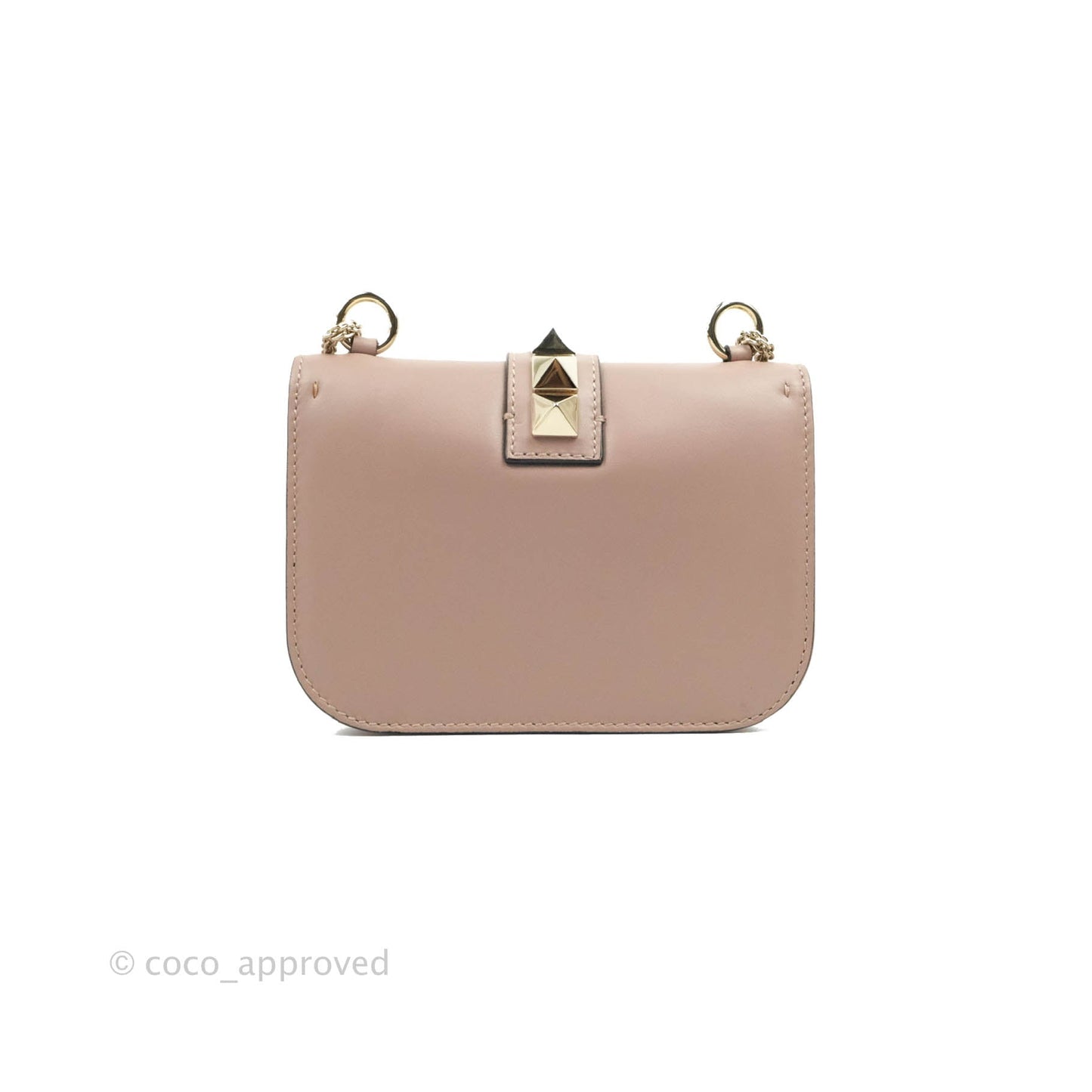 Valentino Vitello Small Glam Lock Rockstud Flap Poudre