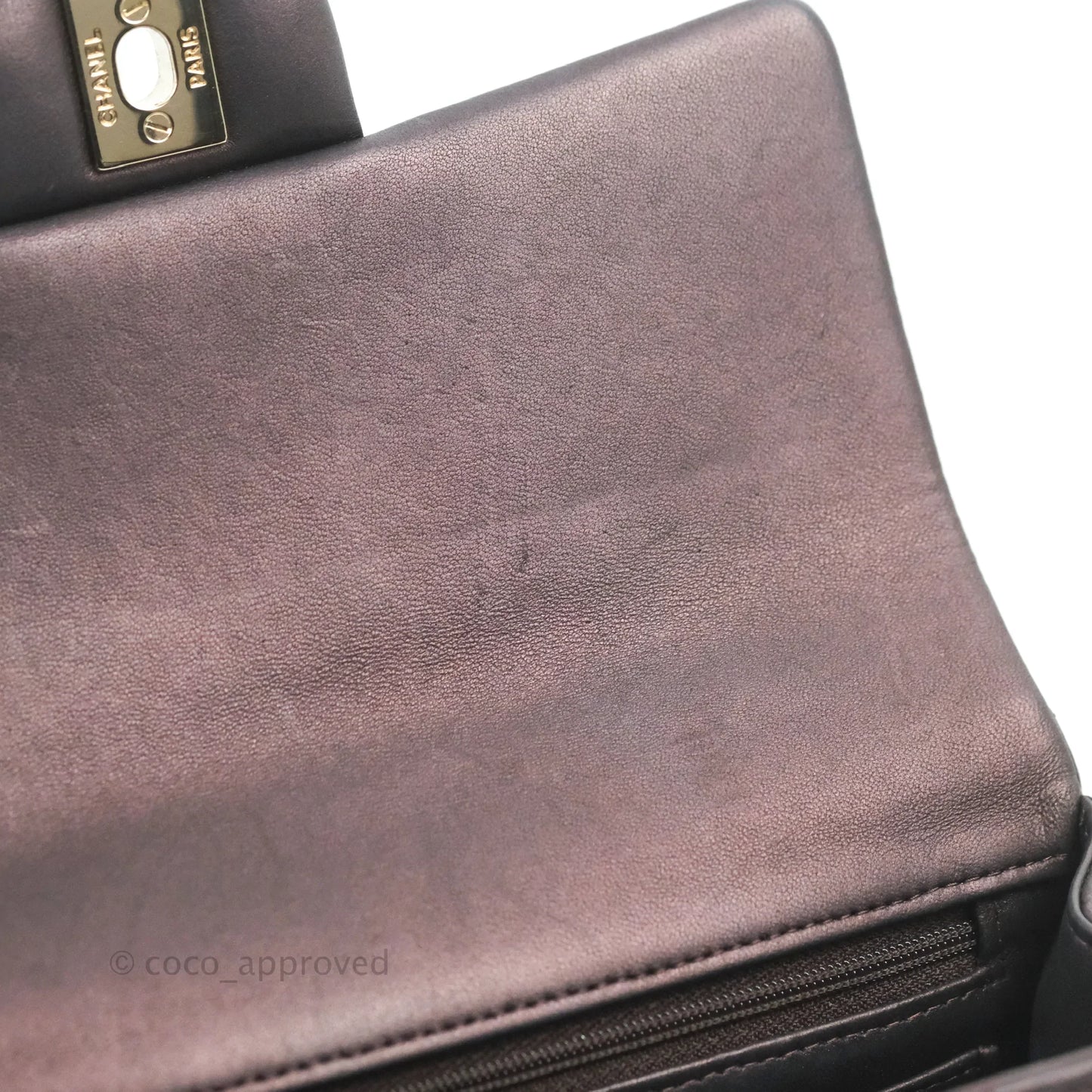 Chanel Top Handle Mini Rectangular Flap Bag Dark Purple Lambskin Gold Hardware