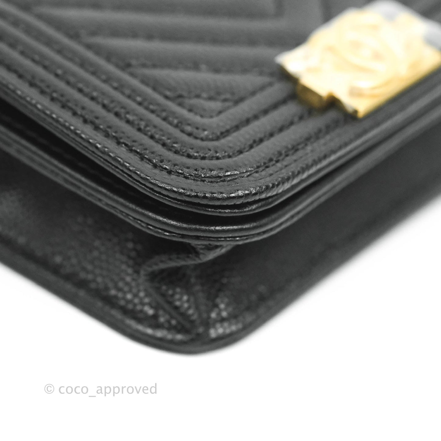 Chanel Quilted Belt Boy Bag Black Caviar Chevron Flap Waist