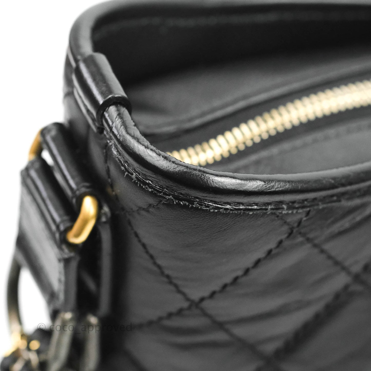 Chanel Quilted Medium Gabrielle Hobo Black Aged Calfskin Mixed Hardware