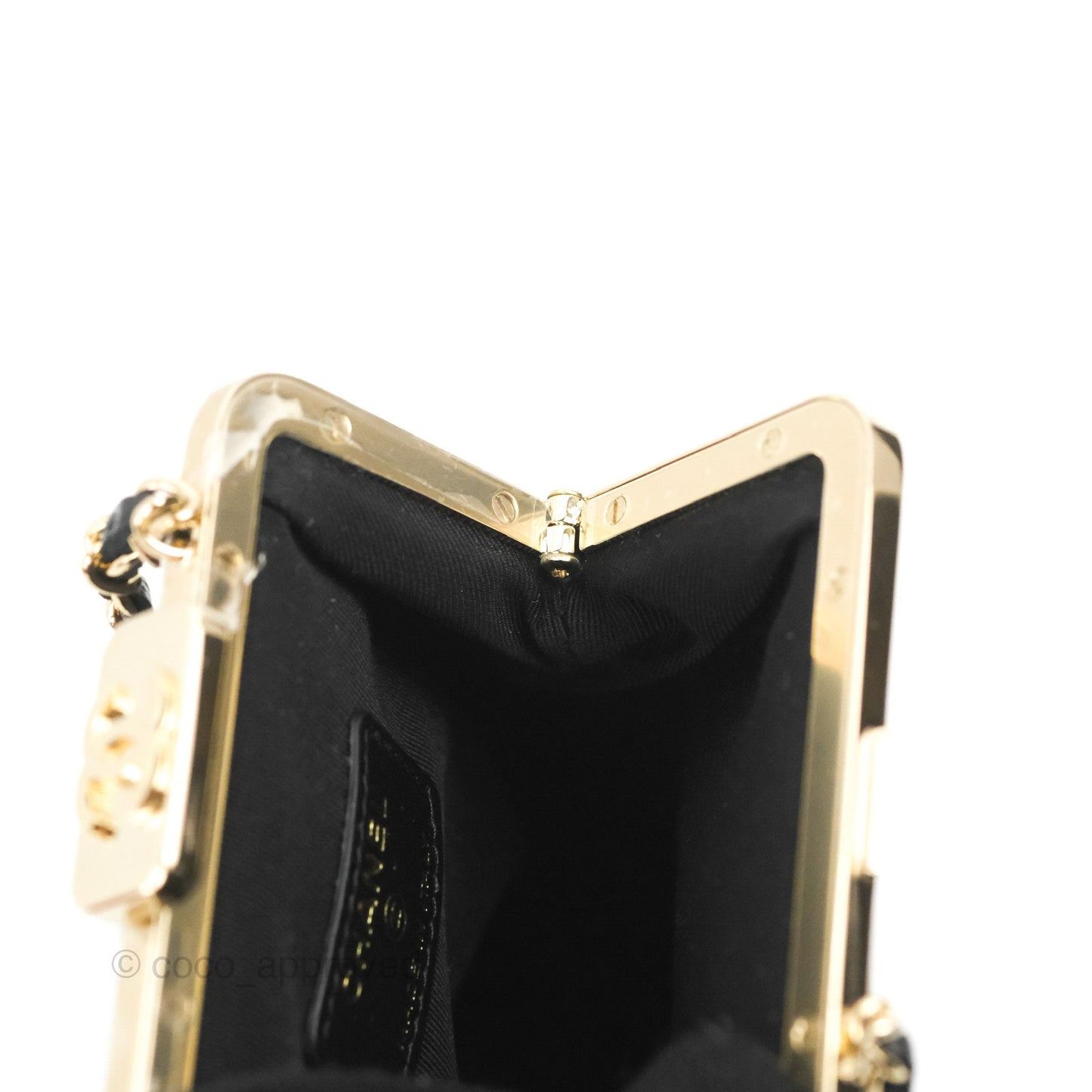Chanel Kisslock Glasses Case Black Aged Lambskin Gold Hardware 21C