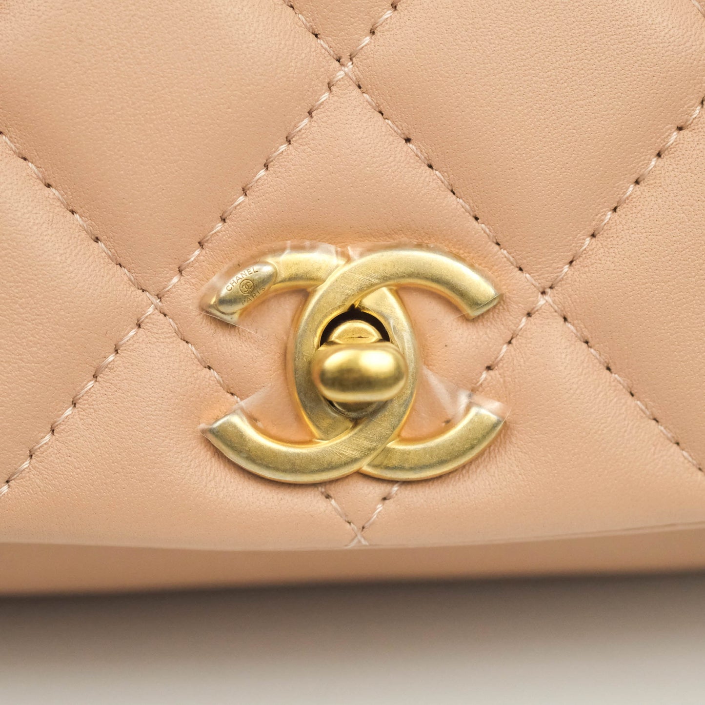 Chanel Clutch with Chain Beige Pink Calfskin Aged Gold Hardware