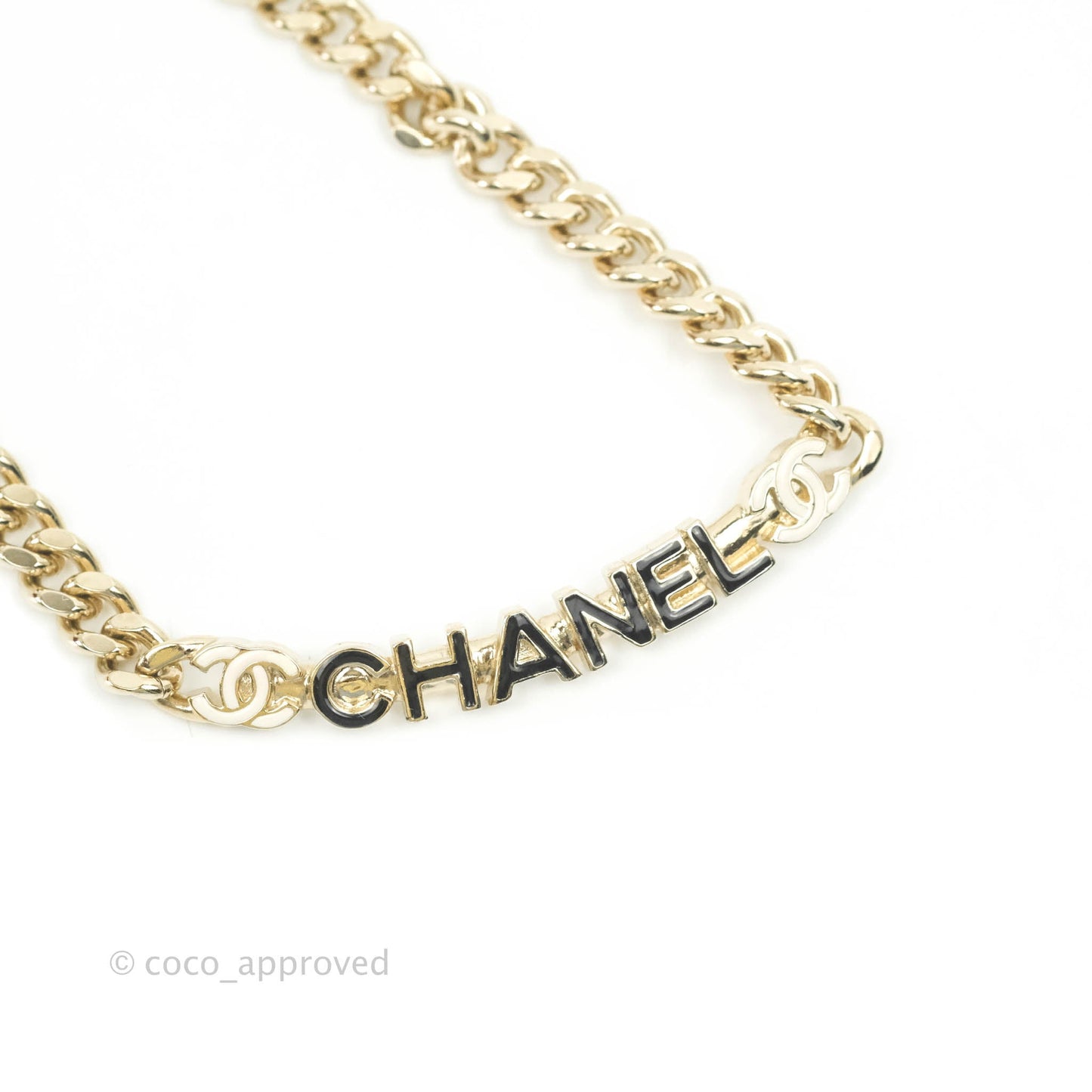 Chanel CC Black Gold Chain Choker 22S