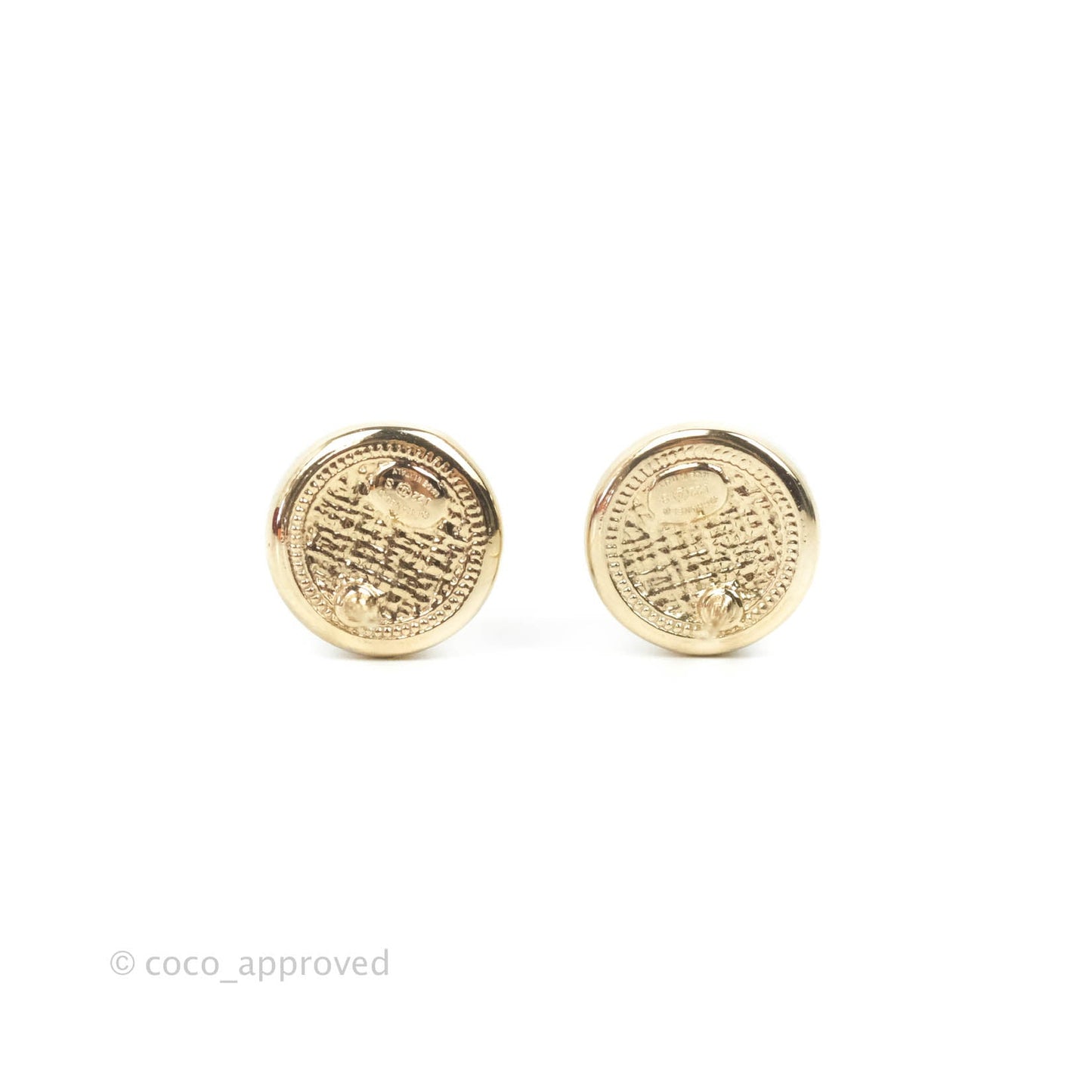 Chanel Pearl CC Crystal Earrings Gold Tone 22S