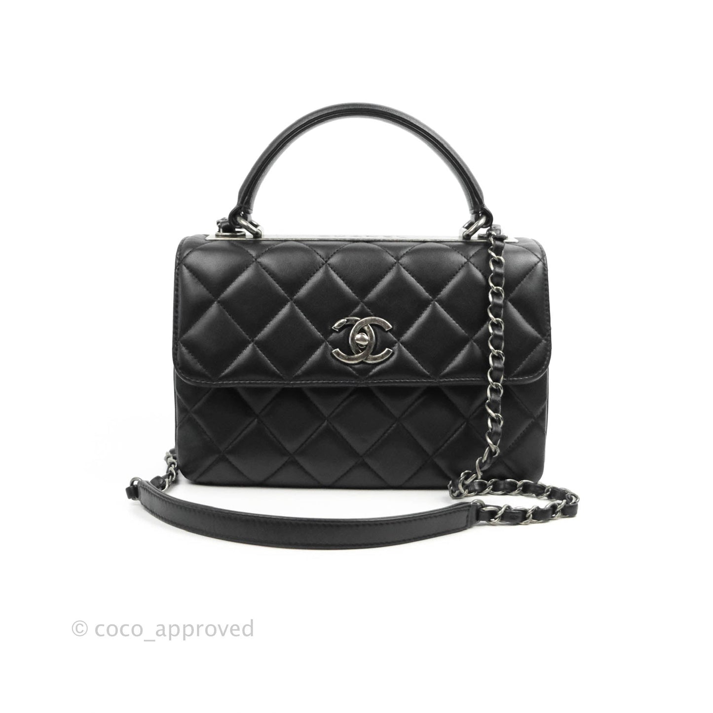 Chanel Small Trendy CC Black Lambskin Ruthenium Hardware