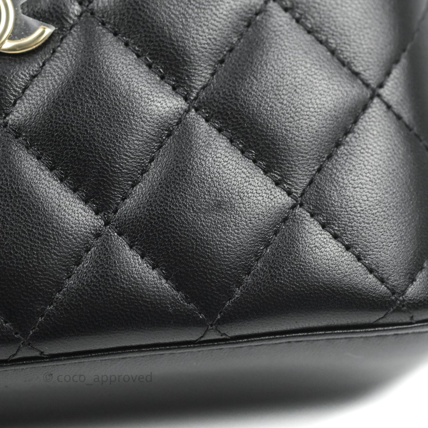 Chanel Vanity Rectangular Top Handle Black Lambskin Gold Hardware