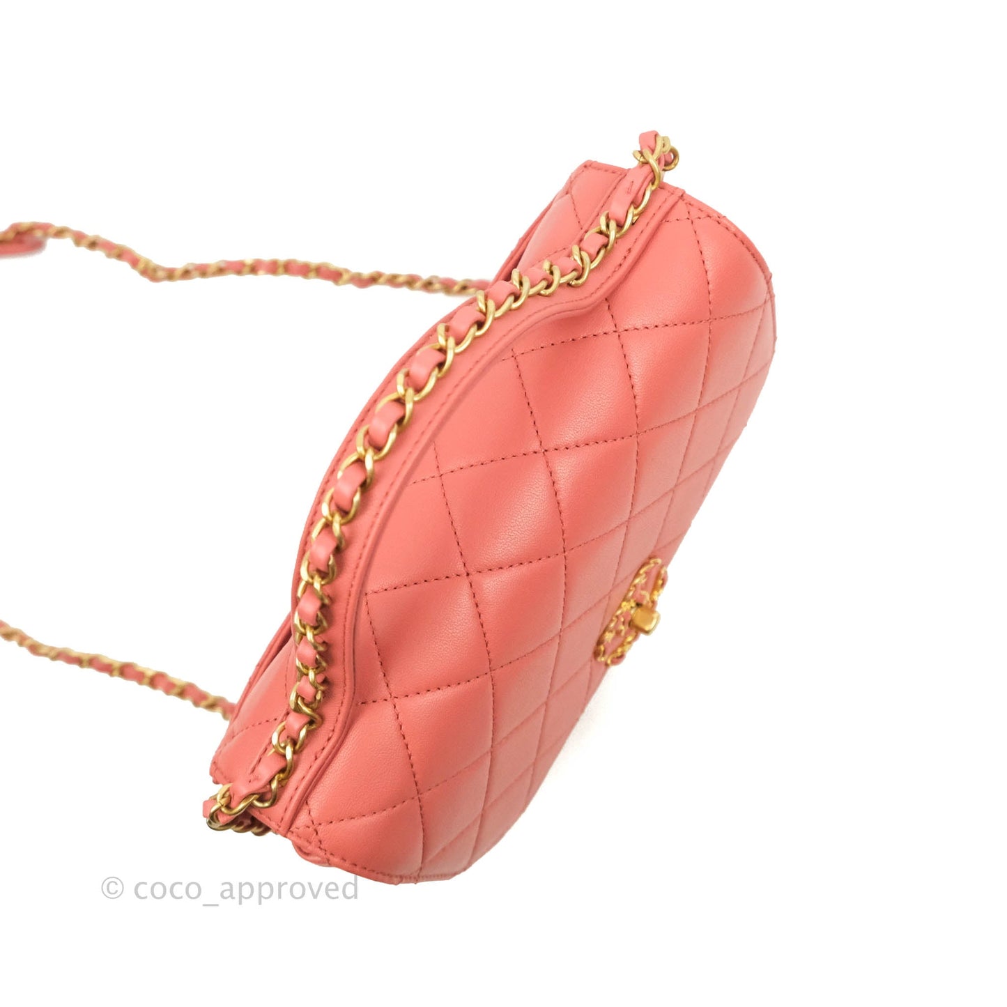 Chanel Quilted Chain Infinity Handle Bag Pink Lambskin Aged Gold Hardware