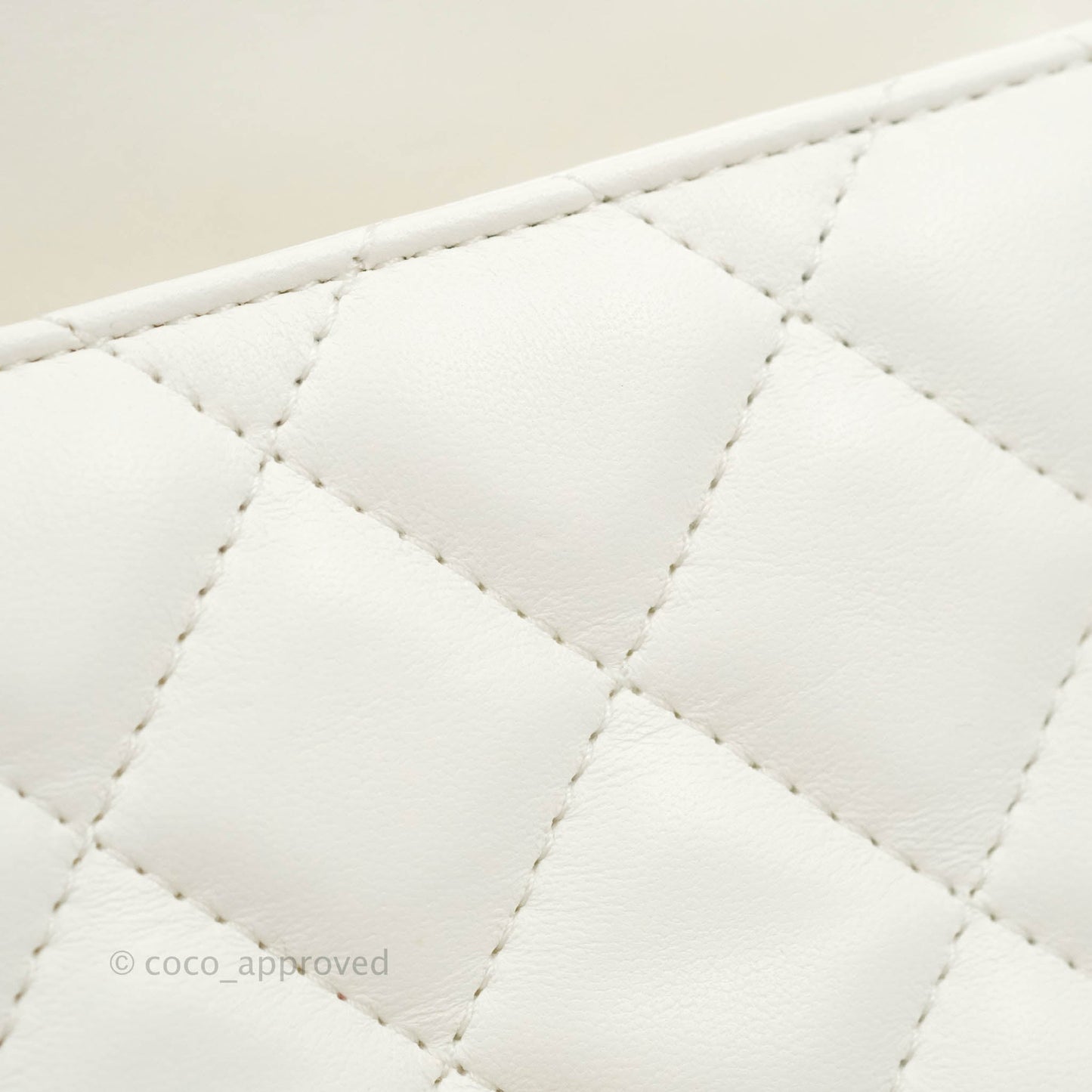 Chanel Small Logo Pearl Chain Flap Bag White Lambskin Gold Hardware