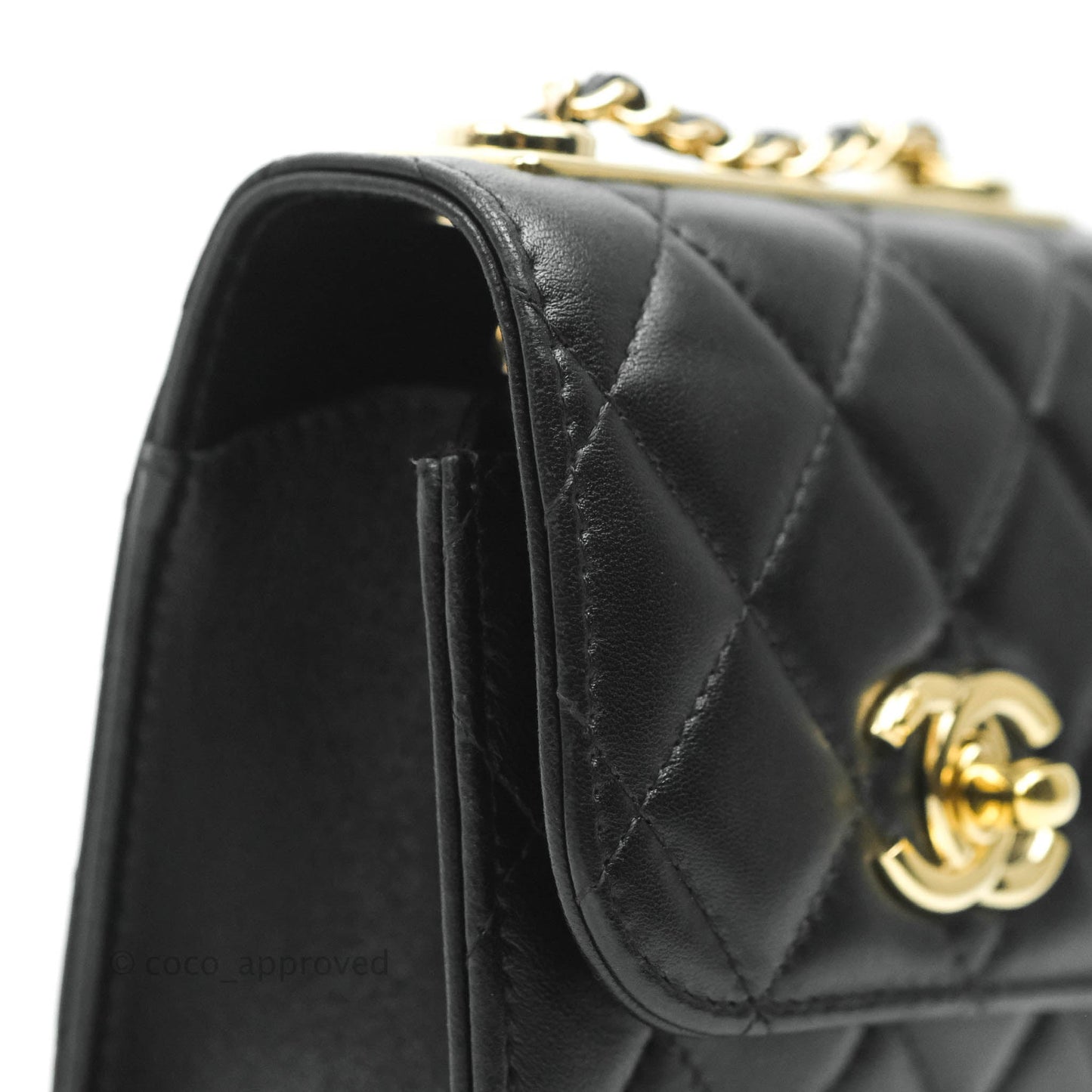 Chanel Mini Quilted Trendy CC Clutch With Chain Black Lambskin Gold Hardware