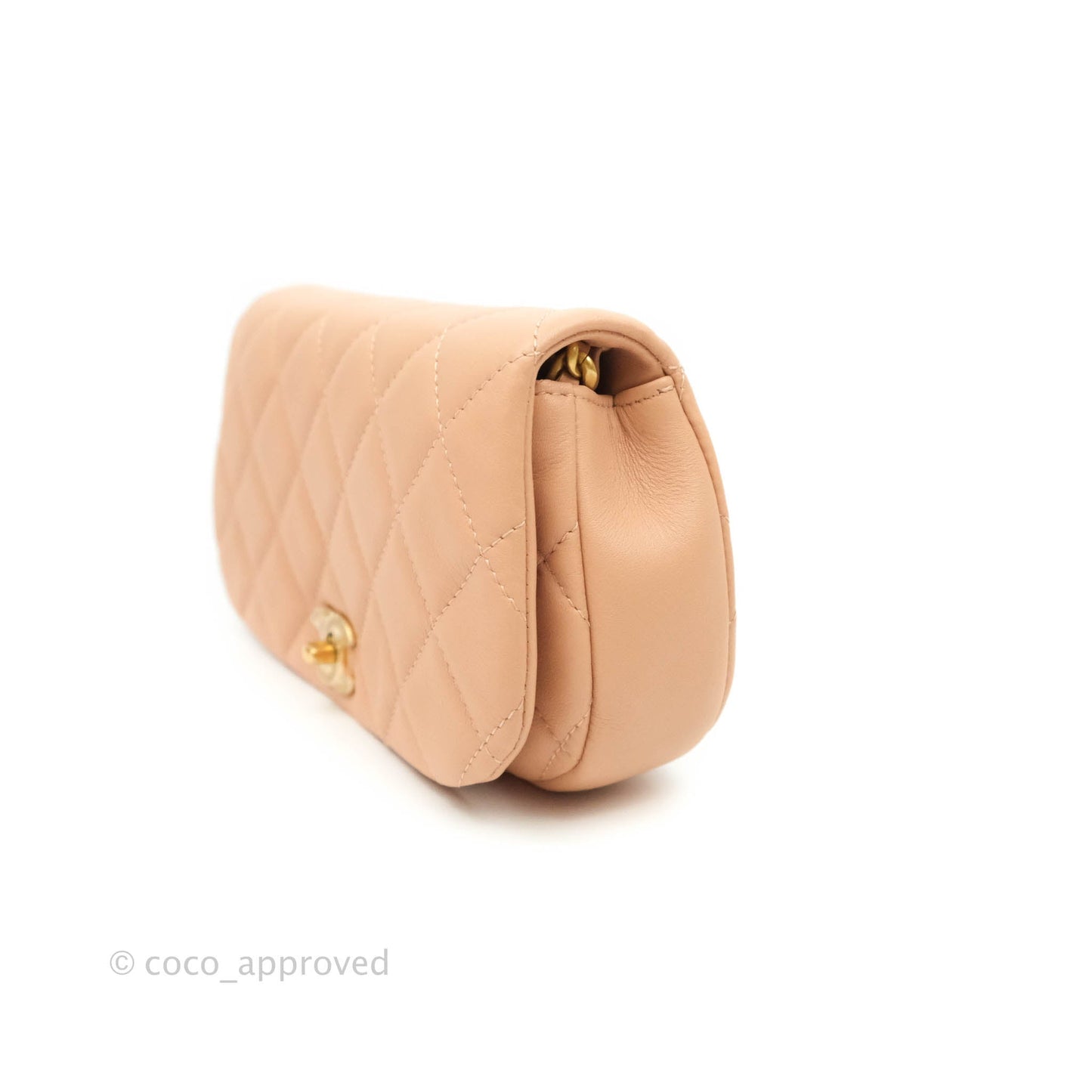 Chanel Clutch with Chain Beige Calfskin Aged Gold Hardware 21B