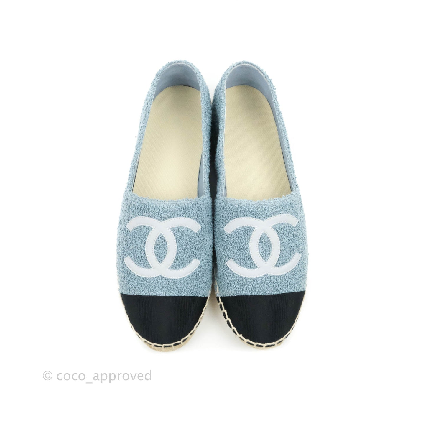 Chanel Espadrille Blue Grey Fabric Size 38C