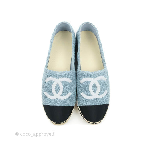 Chanel Espadrille Blue Grey Fabric Size 38C