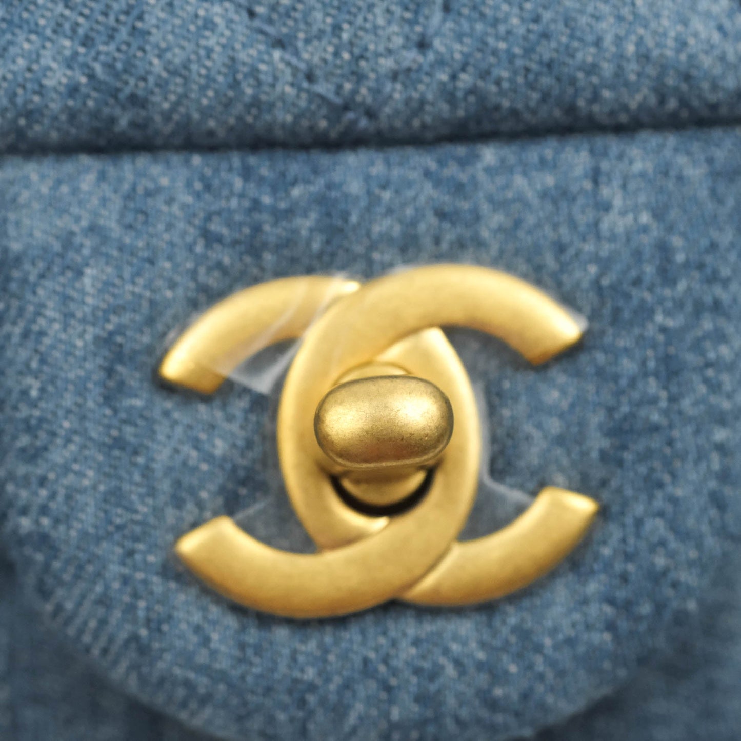Chanel Mini Rectangular Pearl Crush Quilted Denim Aged Gold Hardware 22C