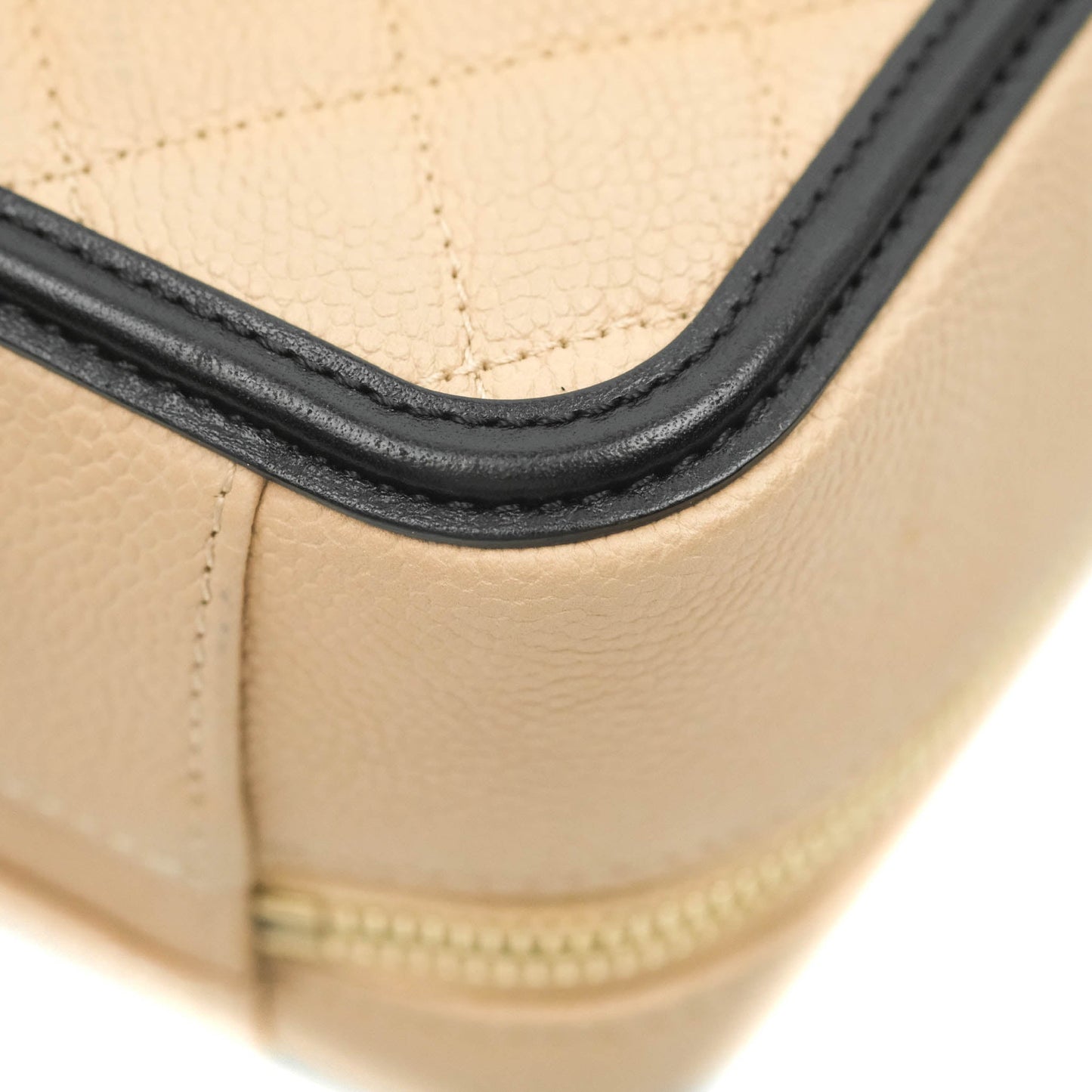 Chanel Quilted Medium CC Filigree Vanity Case Beige Caviar Gold Hardware