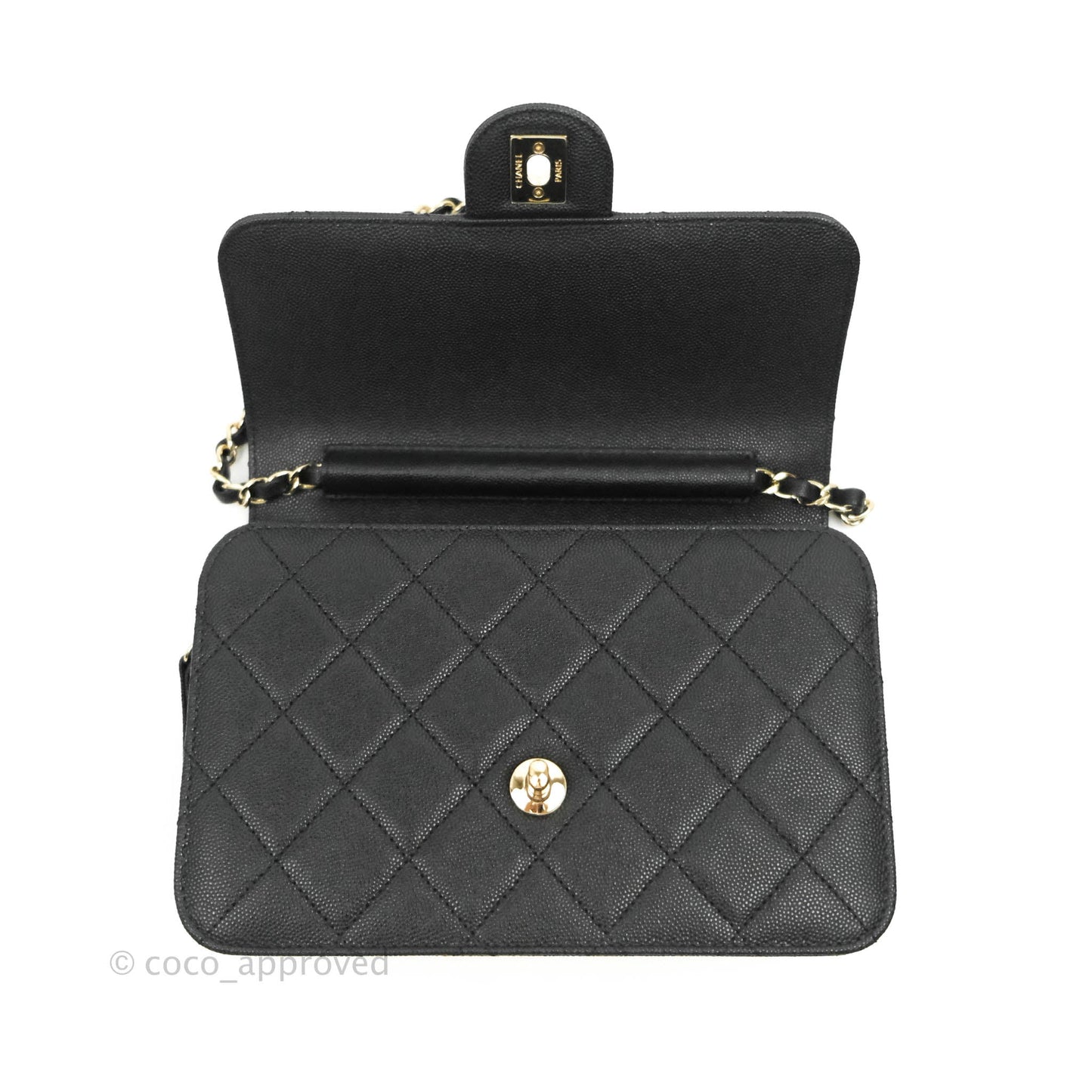 Chanel Quilted Like The Wallet Medium Flap Black Caviar Gold Hardware 22C