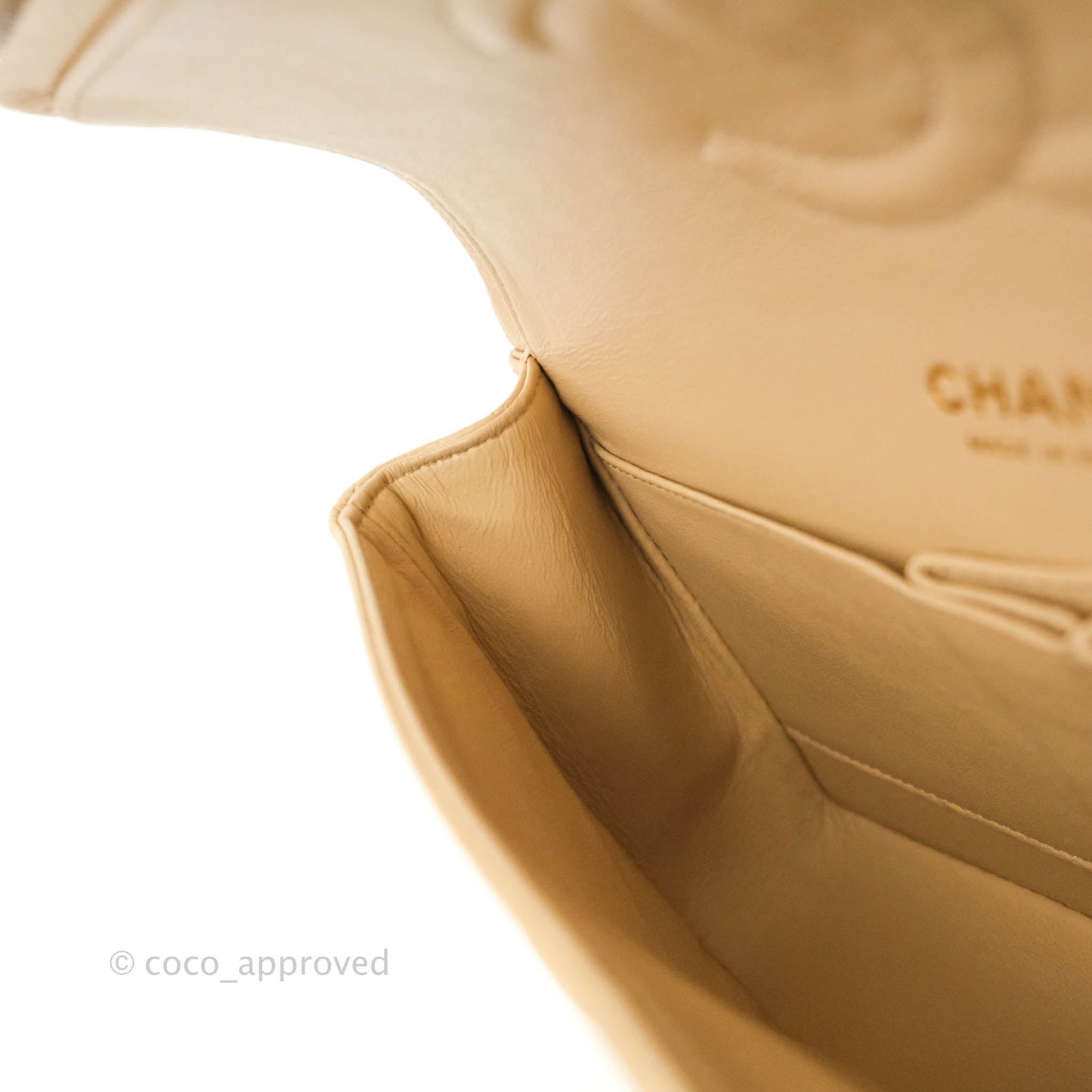 Chanel Classic M/L Medium Double Flap Beige Caviar Gold Hardware