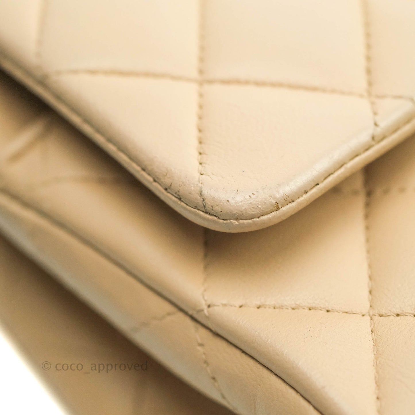 Chanel Classic Medium Flap Quilted Beige Lambskin Gold Hardware