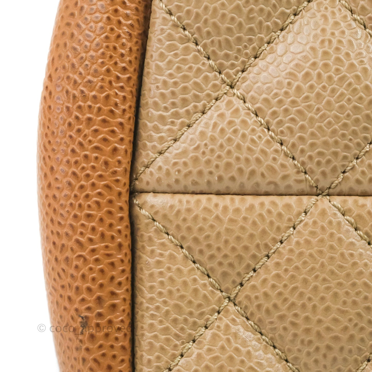 Chanel Medium Mademoiselle Bowling Beige/Brown Caviar Silver Hardware