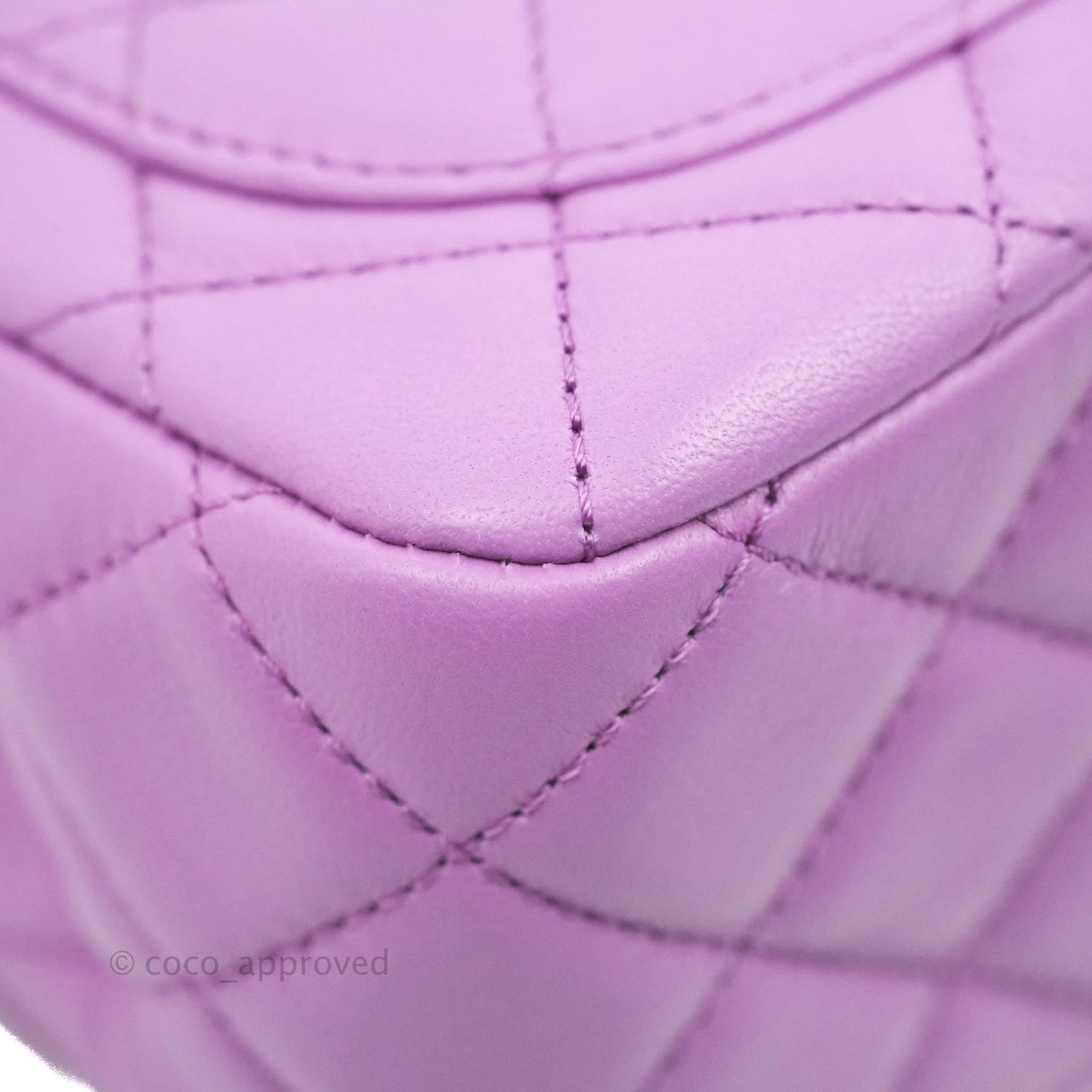 Chanel Mini Square Pearl Crush Quilted Purple Lambskin Aged Gold Hardware