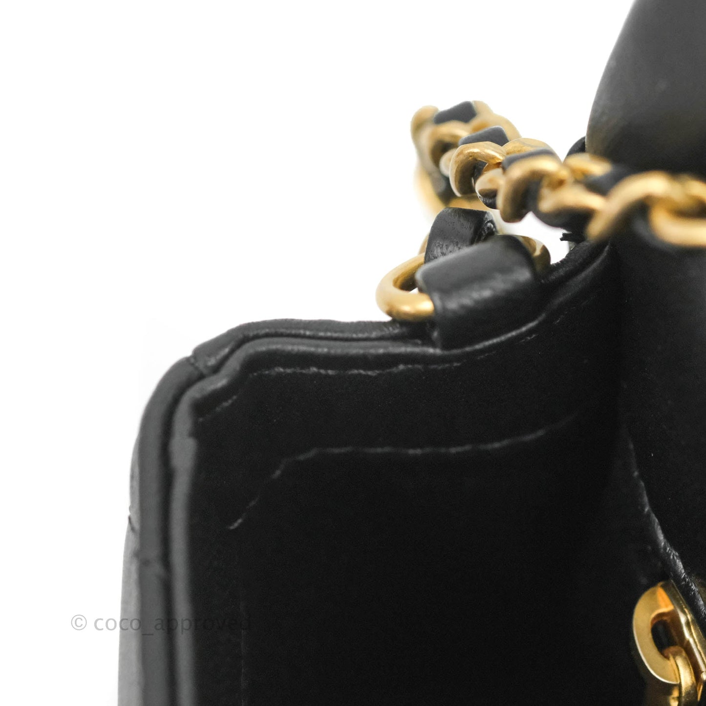 Chanel Mini Flap Bag With Heart CC Charm Black Lambskin Aged Gold Hardware
