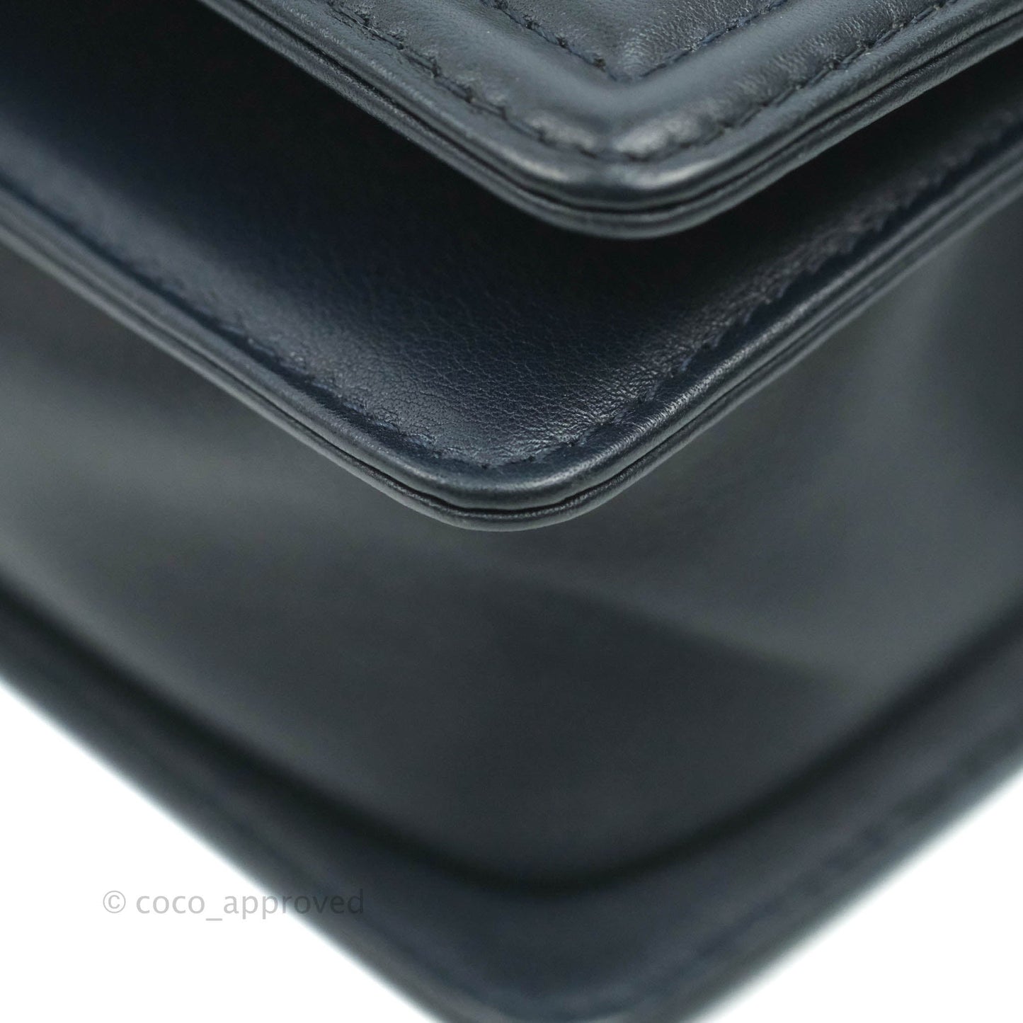 Chanel Small Quilted Boy Navy Calfskin Gun Metal