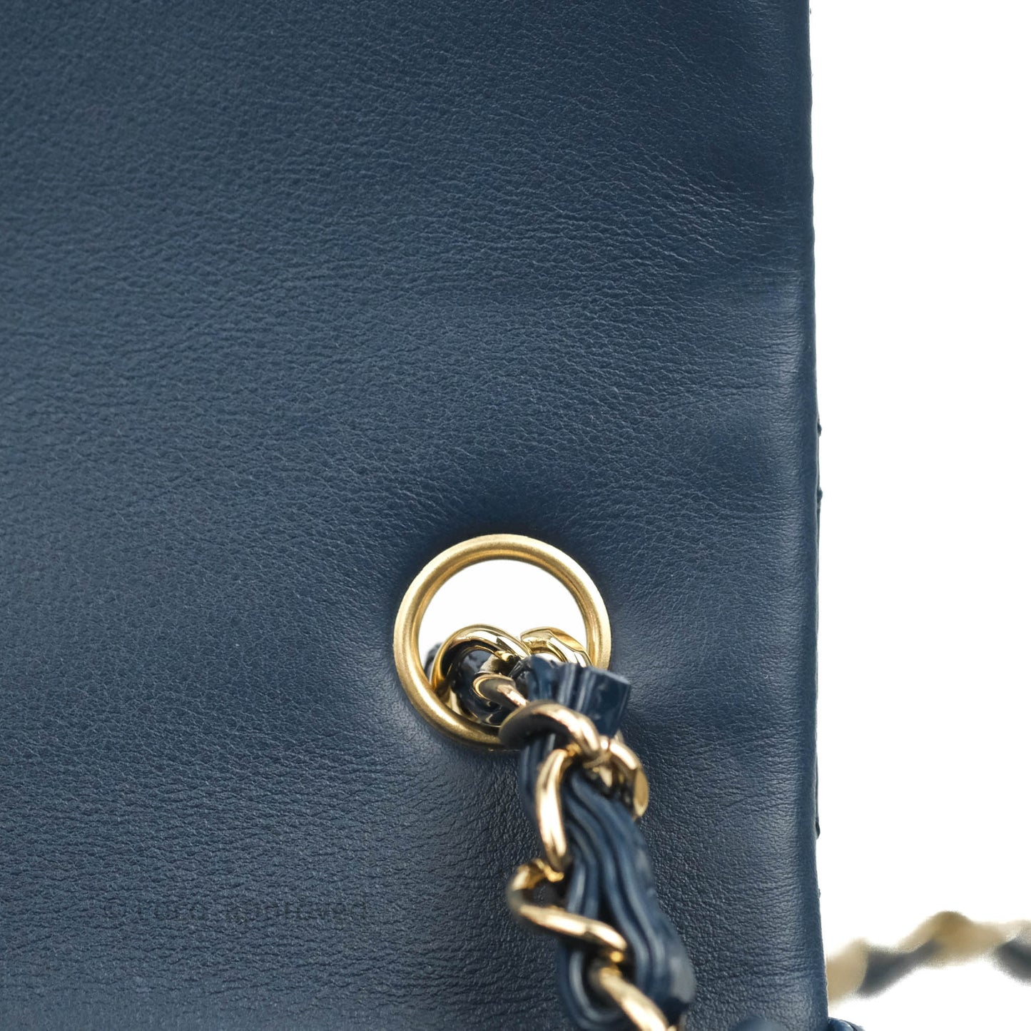 Chanel Quilted Mini Rectangular Flap Navy Patent Leather Gold Hardware