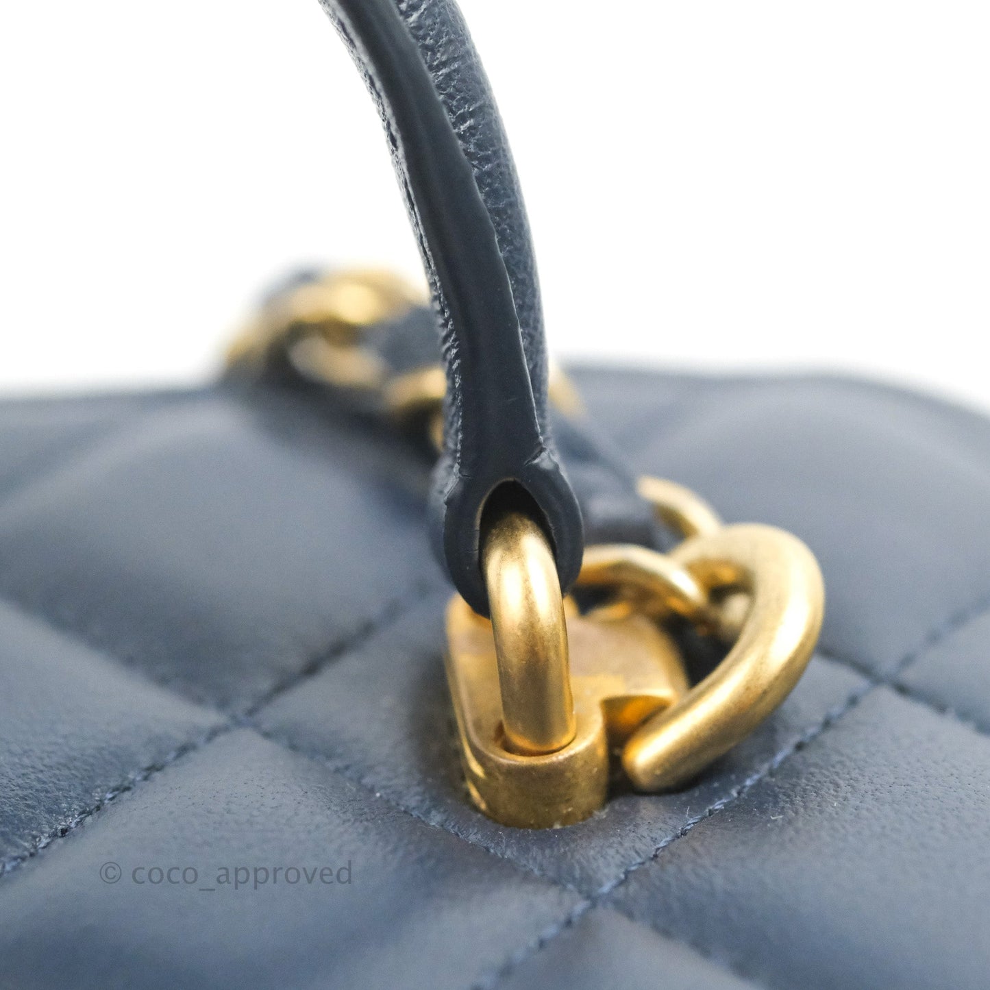 Chanel Vanity Rectangular Metal Top Handle Navy Lambskin Aged Gold Hardware 22B