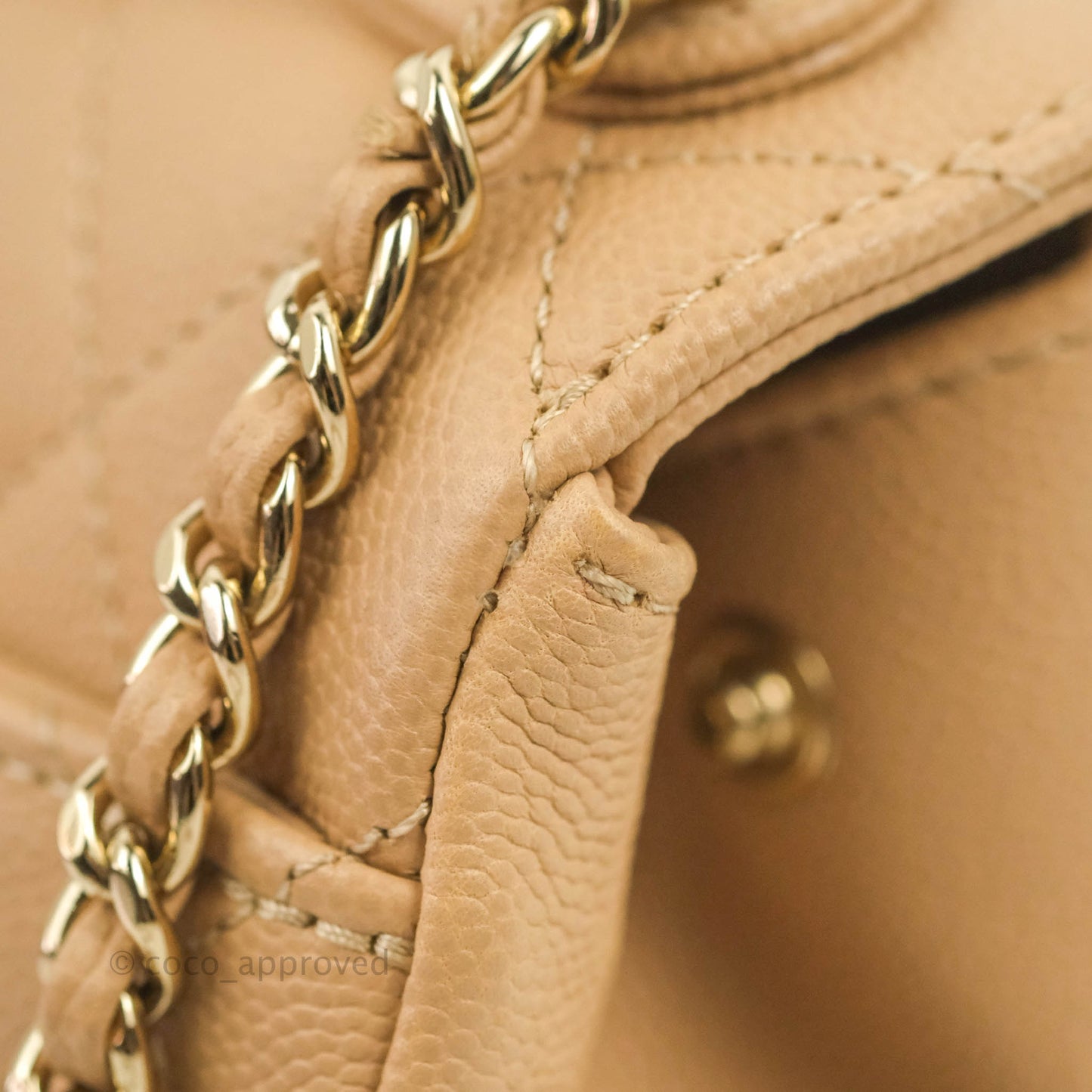 Chanel Quilted Small Business Affinity Flap Beige Caviar Gold Hardware