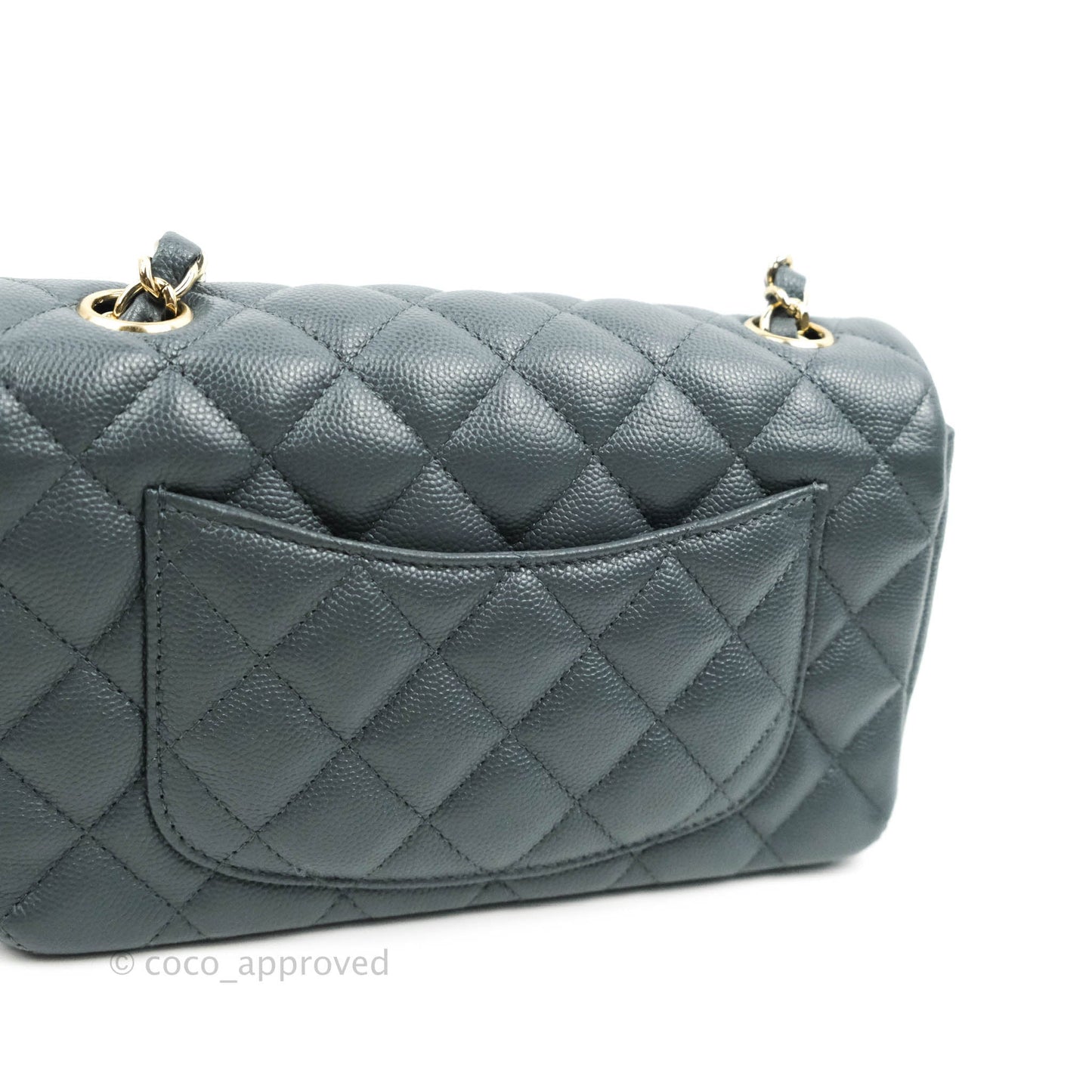 Chanel Quilted Mini Rectangular Flap Grey Caviar Gold Hardware 18B