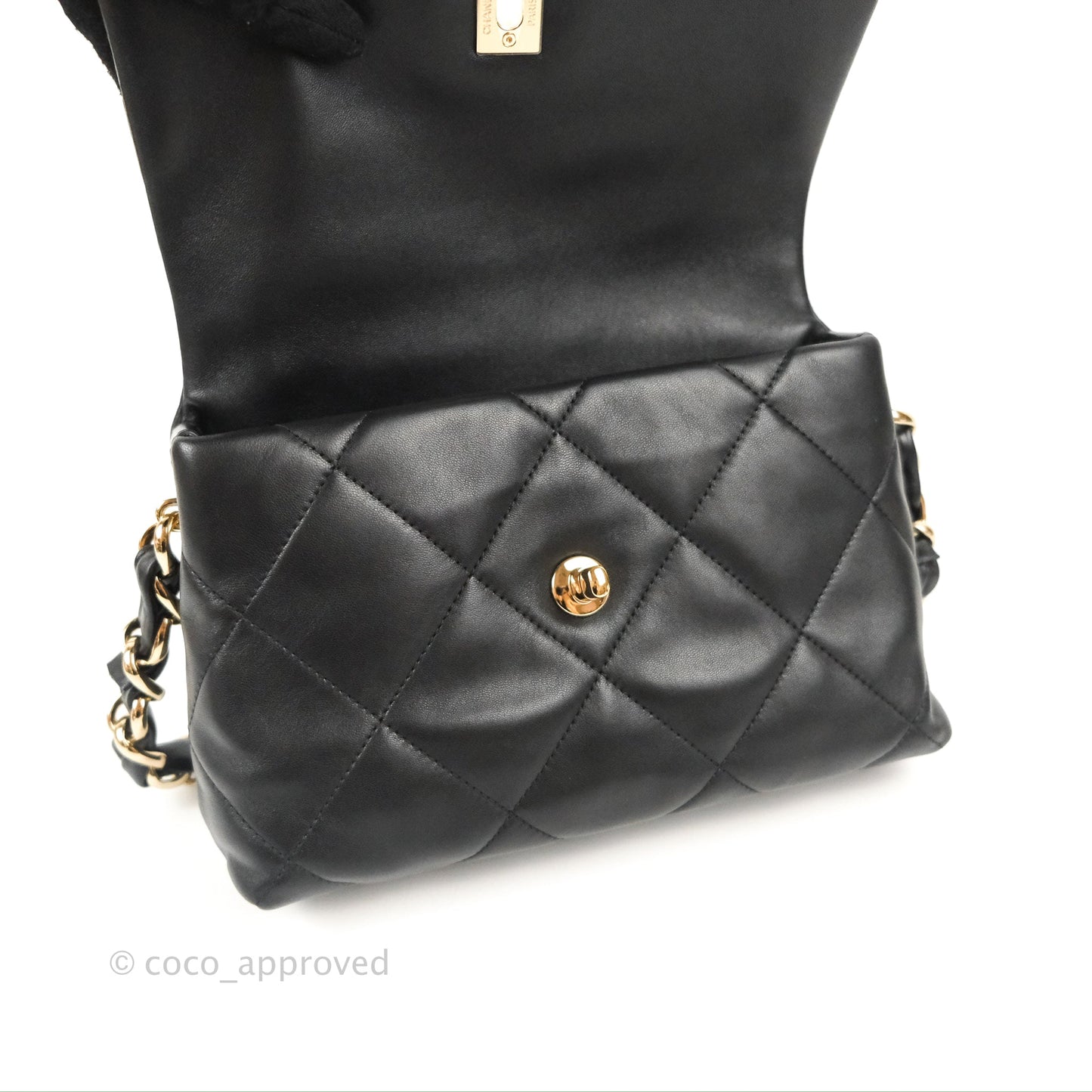 Chanel Small Logo Chain Flap Black Lambskin Gold Hardware