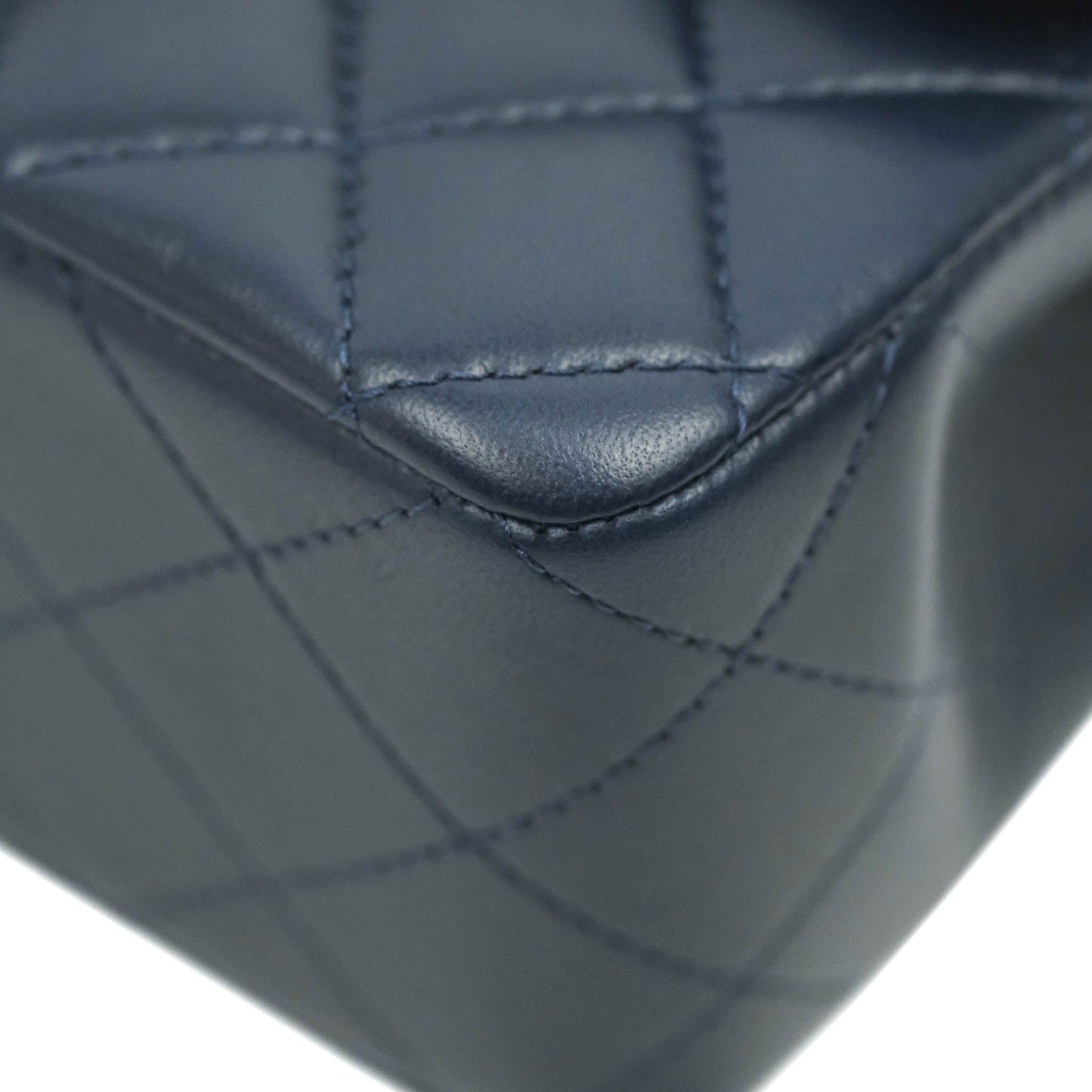 Chanel Top Handle Mini Rectangular Flap Bag Navy Lambskin Gold Hardware