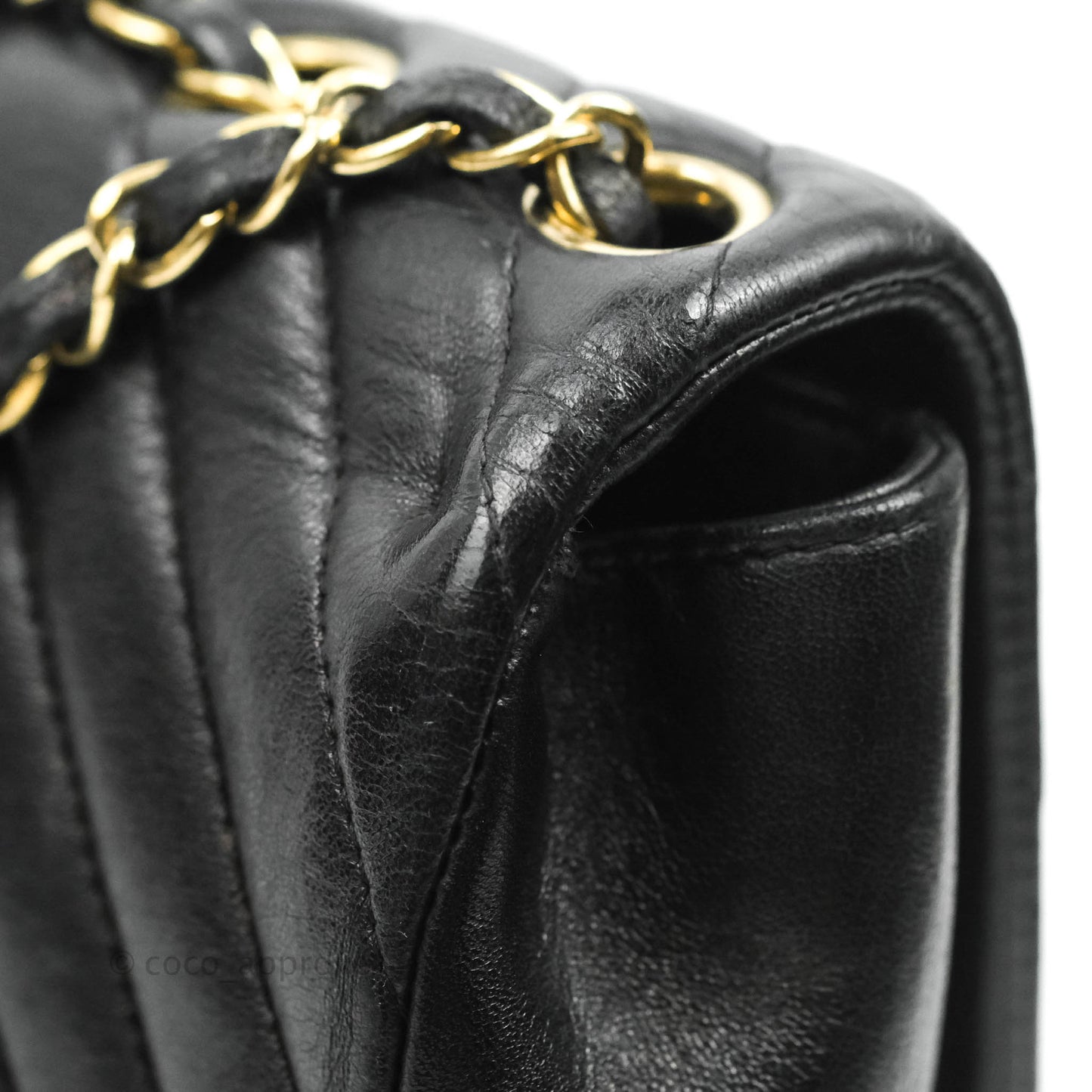 Chanel Large Chevron Single Flap Bag Black Calfskin Gold Hardware