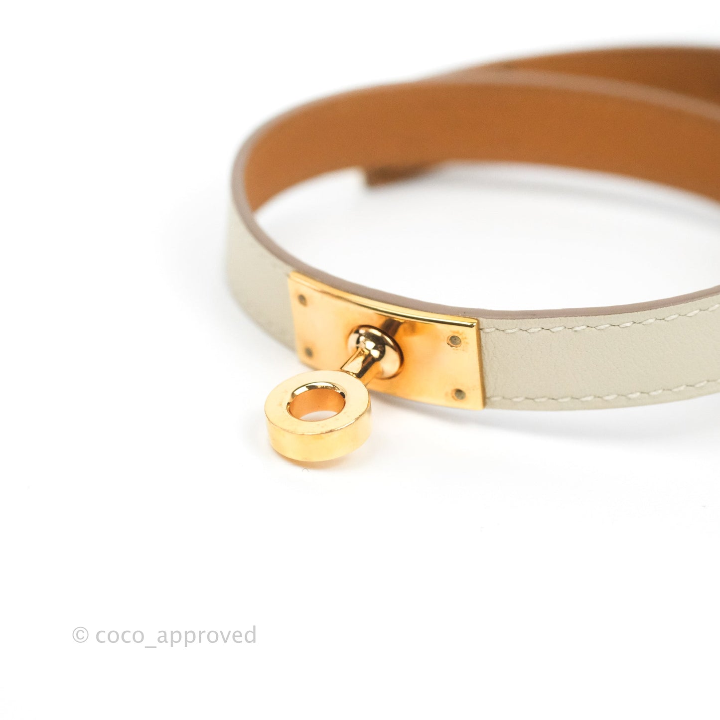 Hermès Kelly Double Tour Bracelet Craie Swift Rose Gold Hardware