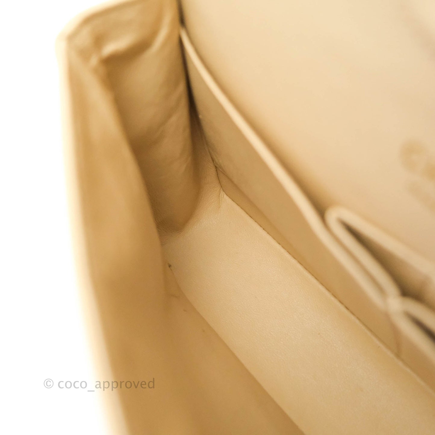 Chanel Classic M/L Medium Flap Quilted Beige Caviar Gold Hardware