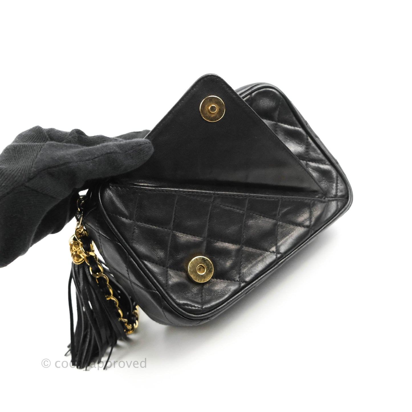 Chanel Vintage Small Camera Bag Black Lambskin Gold Hardware