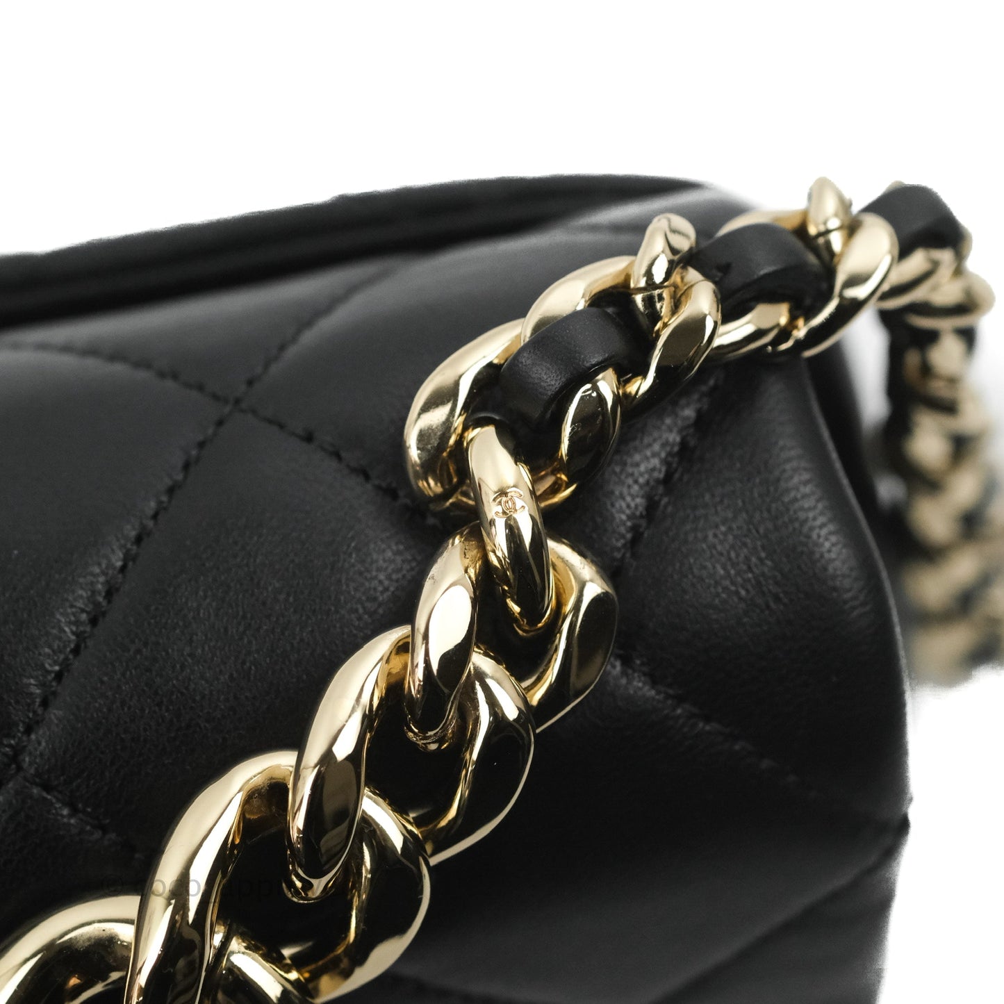 Chanel Quilted Resin Bi-Color Chain Flap Bag Black Lambskin