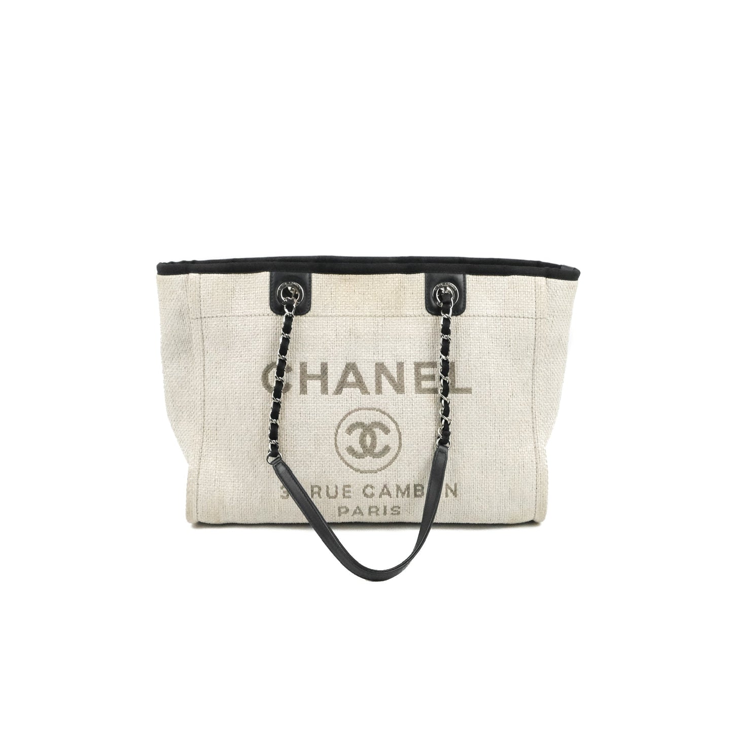 Chanel Medium Deauville Tote Light Grey Canvas