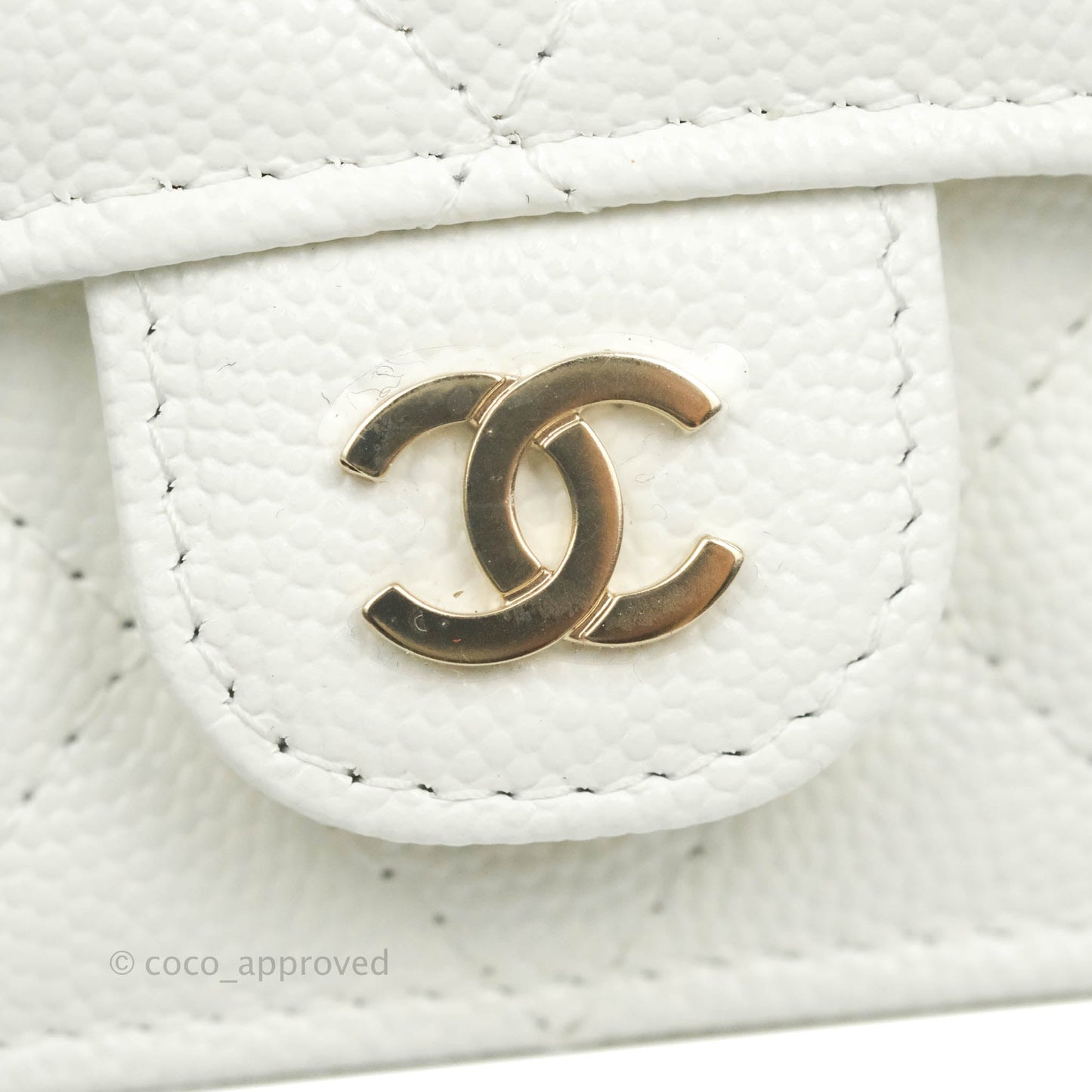 Chanel Mini Wallet With Chain White Caviar Gold Hardware