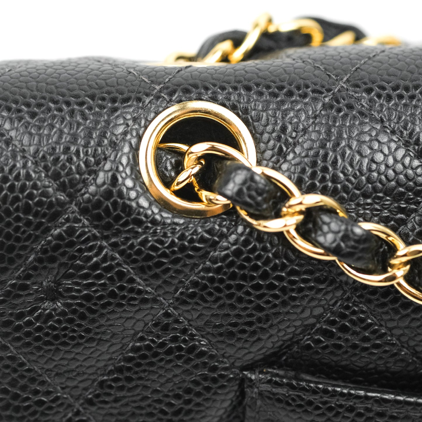 Chanel Classic M/L Medium Flap Quilted Black Caviar 24K Gold Hardware